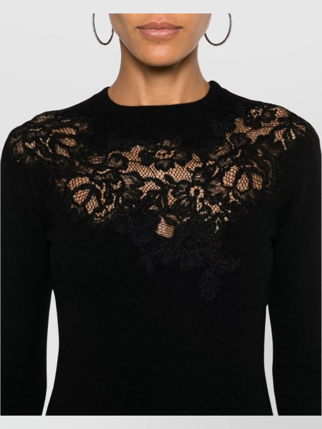 Ermanno Scervino Long Sleeve Knitwear With Lace And Ribbed Hem