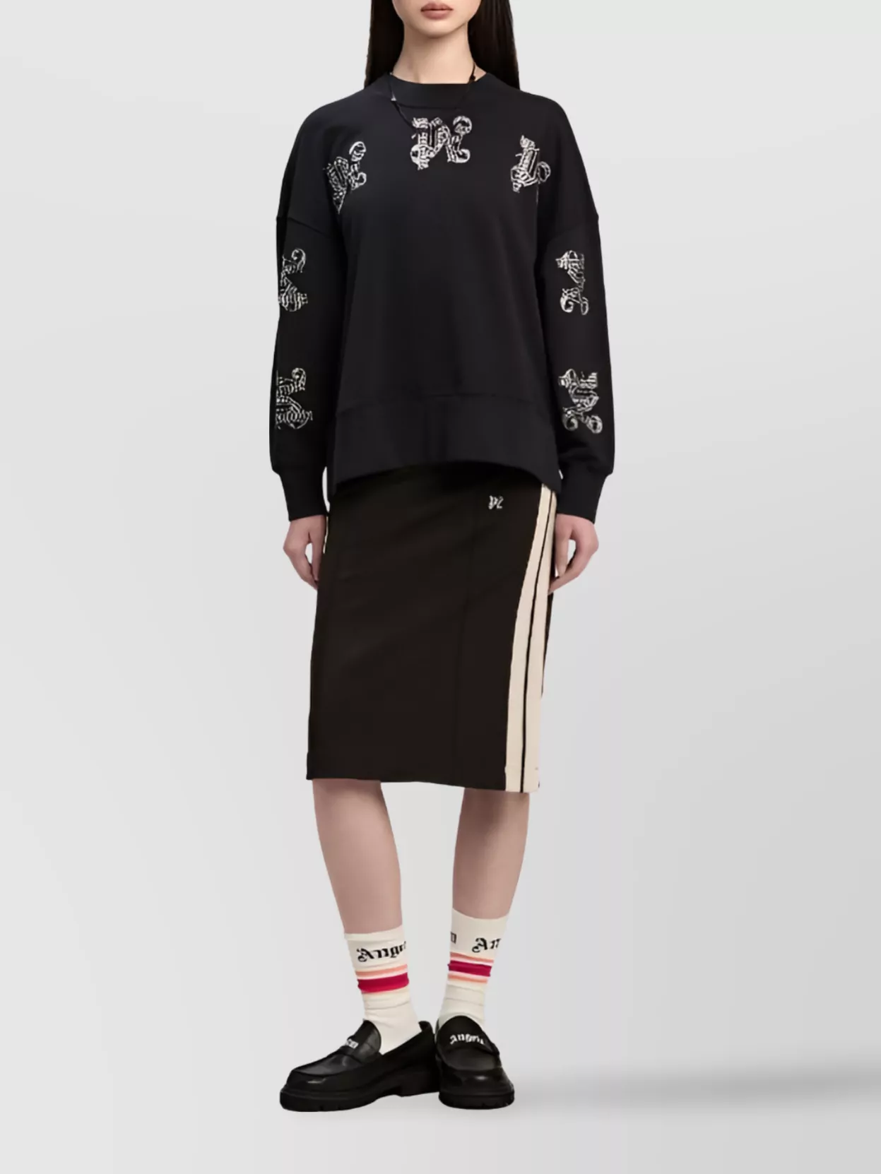 Palm Angels Monogram Printed Midi Skirt