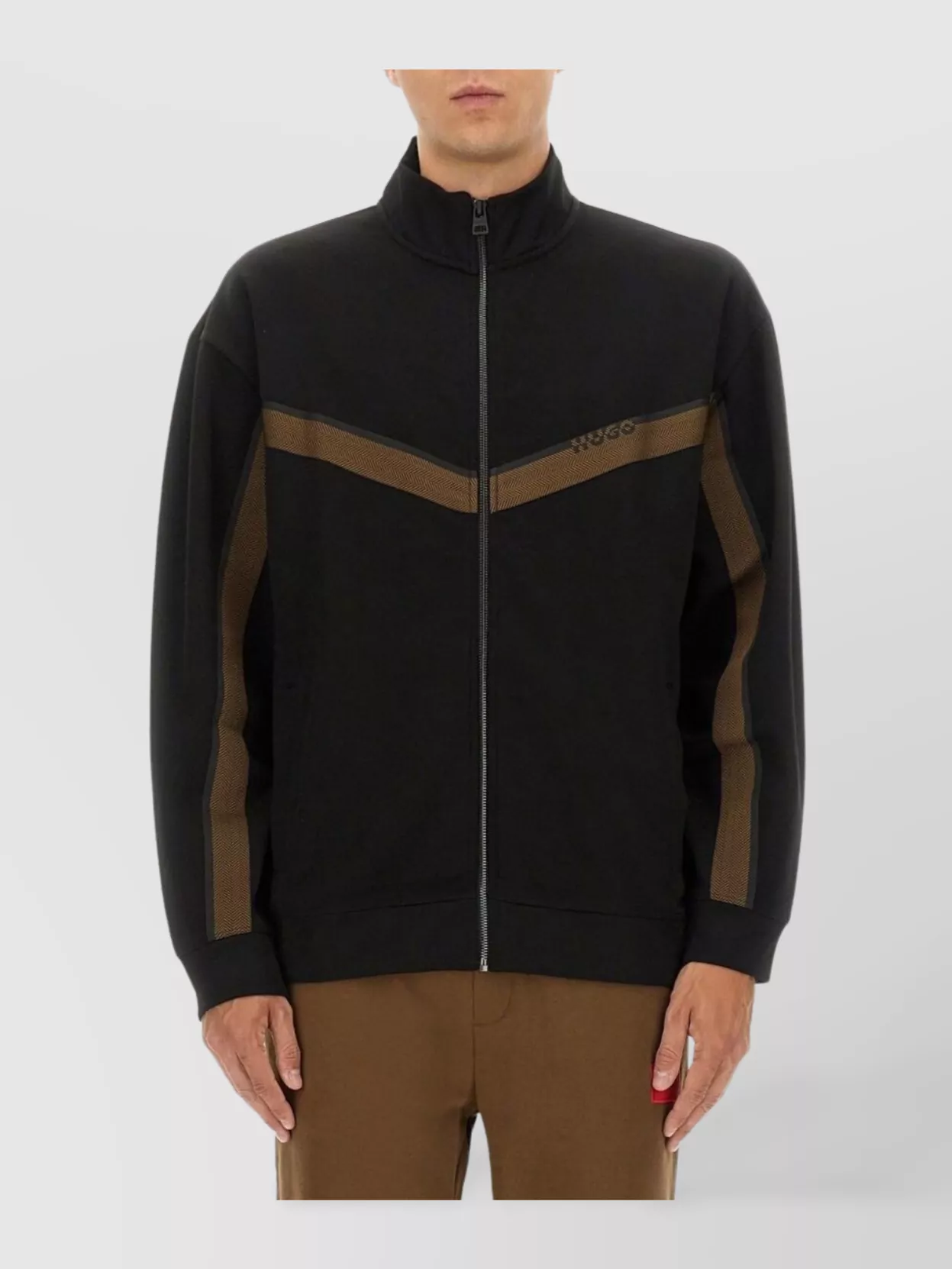 Hugo High Collar Sweater Featuring Stripe Detail