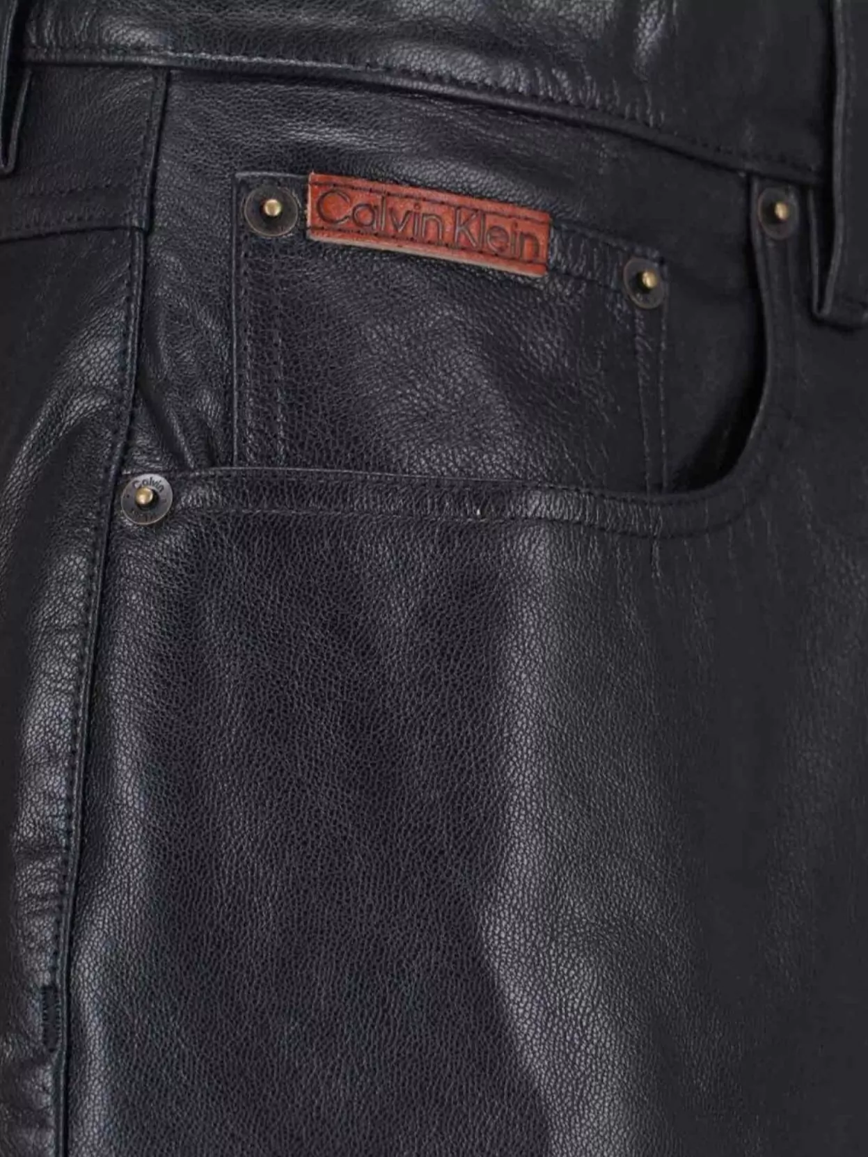 Calvin Klein Leather Texture Straight Trousers Pockets