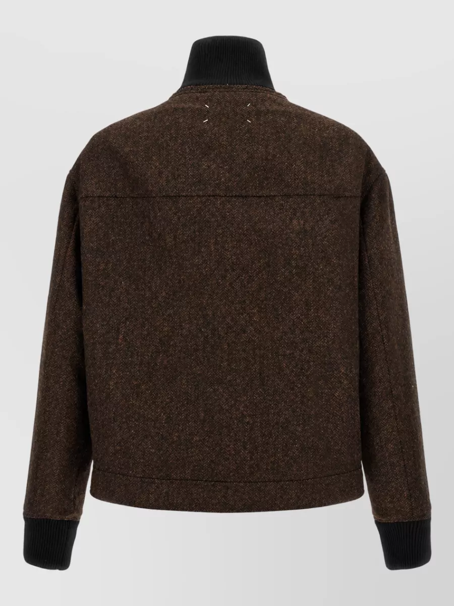 Maison Margiela Wool Herringbone Single Breasted Coat