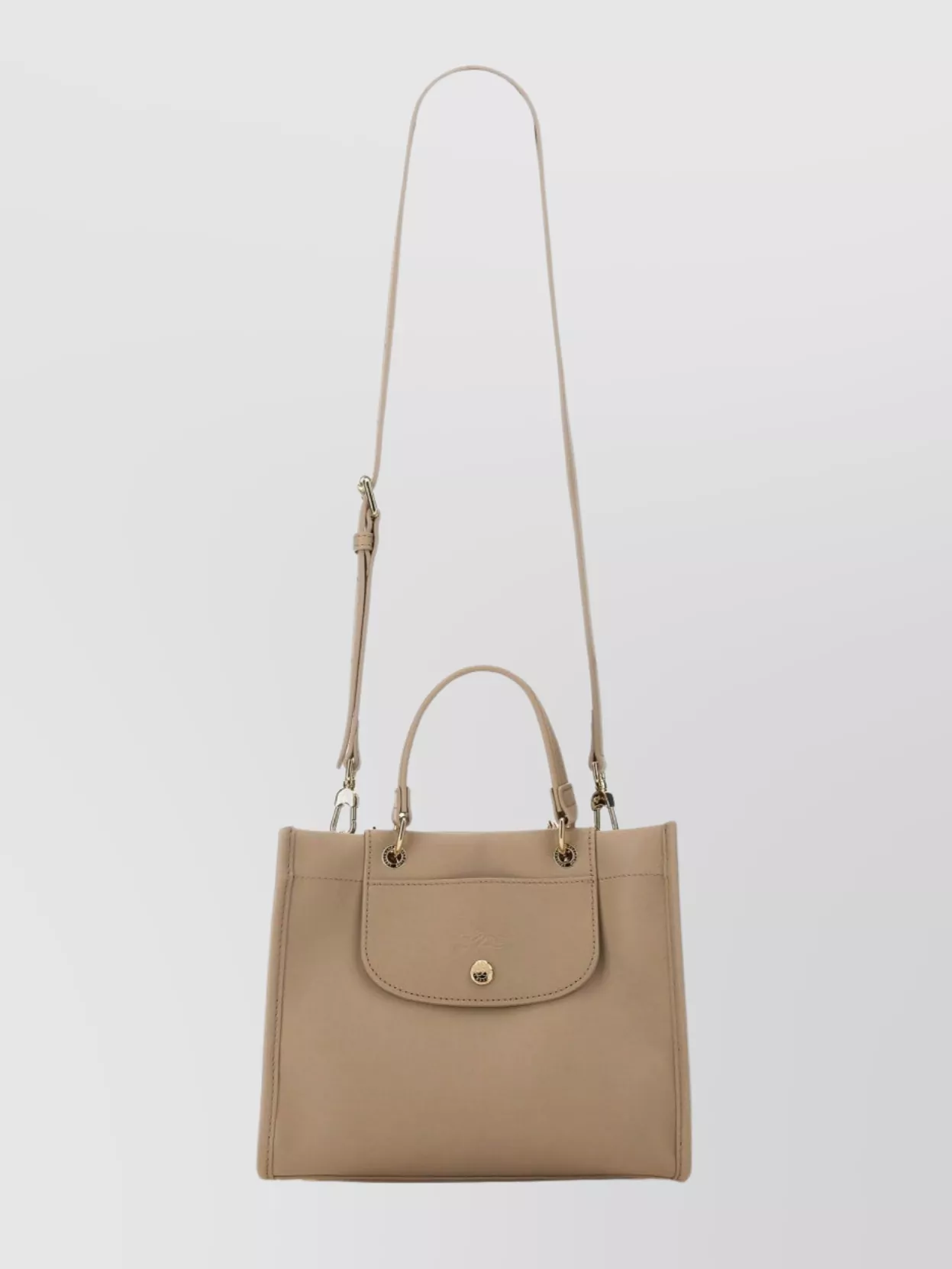 Longchamp Grey Handbag With Embossed Logo On The Front And Adjustable And Removable Shoulder Strap In Leather