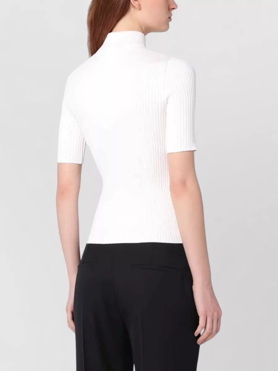 Courrèges Ribbed Turtleneck Short-Sleeve Knitted Top