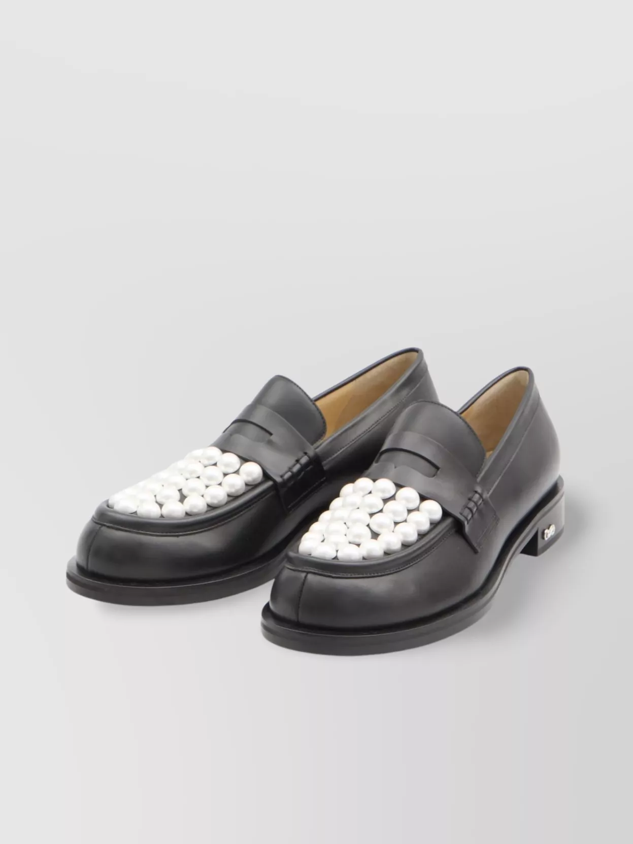 Mach&mach Pearl Embellished Leather Loafers In Black