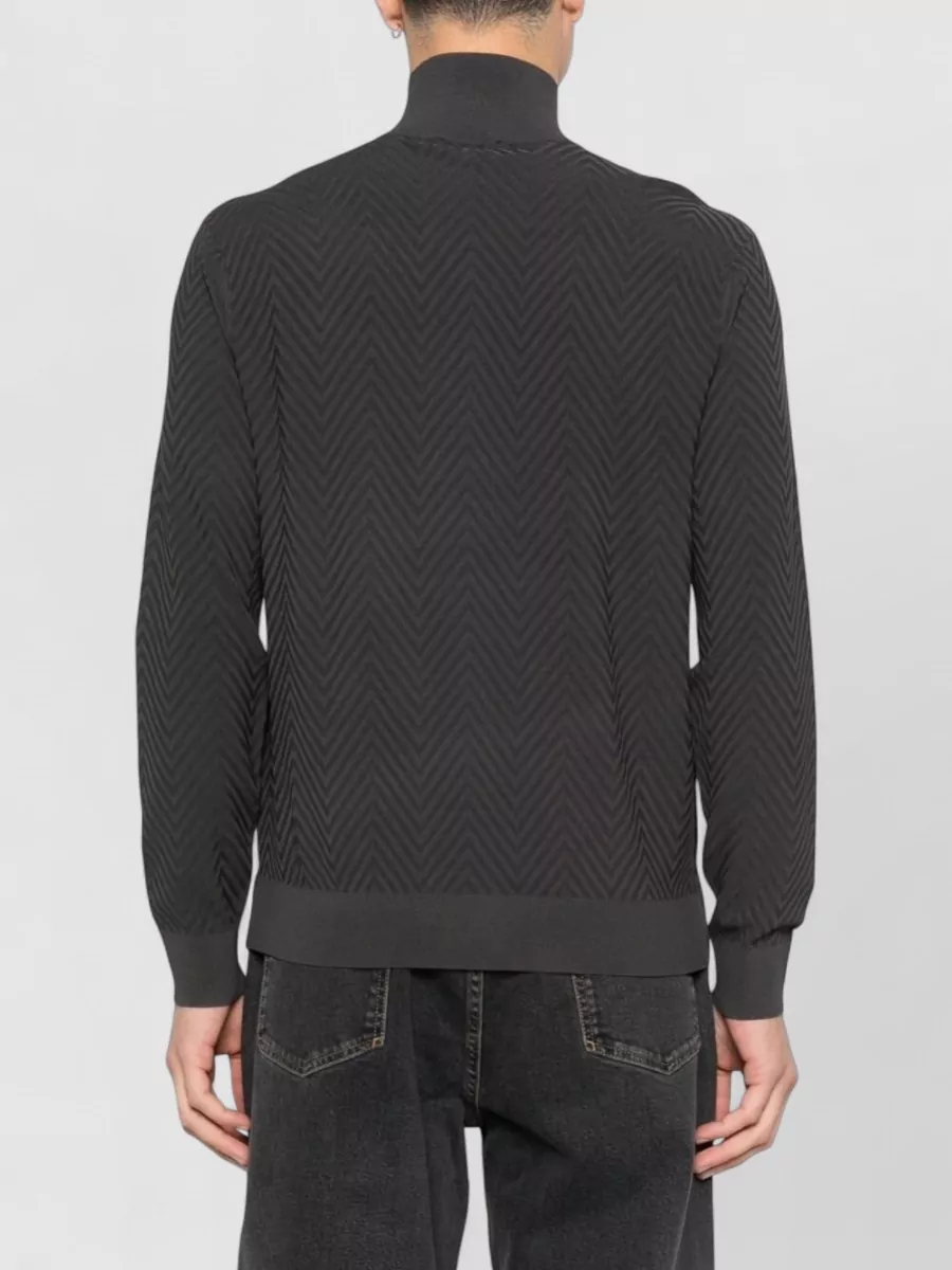 Emporio Armani Ribbed Chevron Zip-Up Cardigan