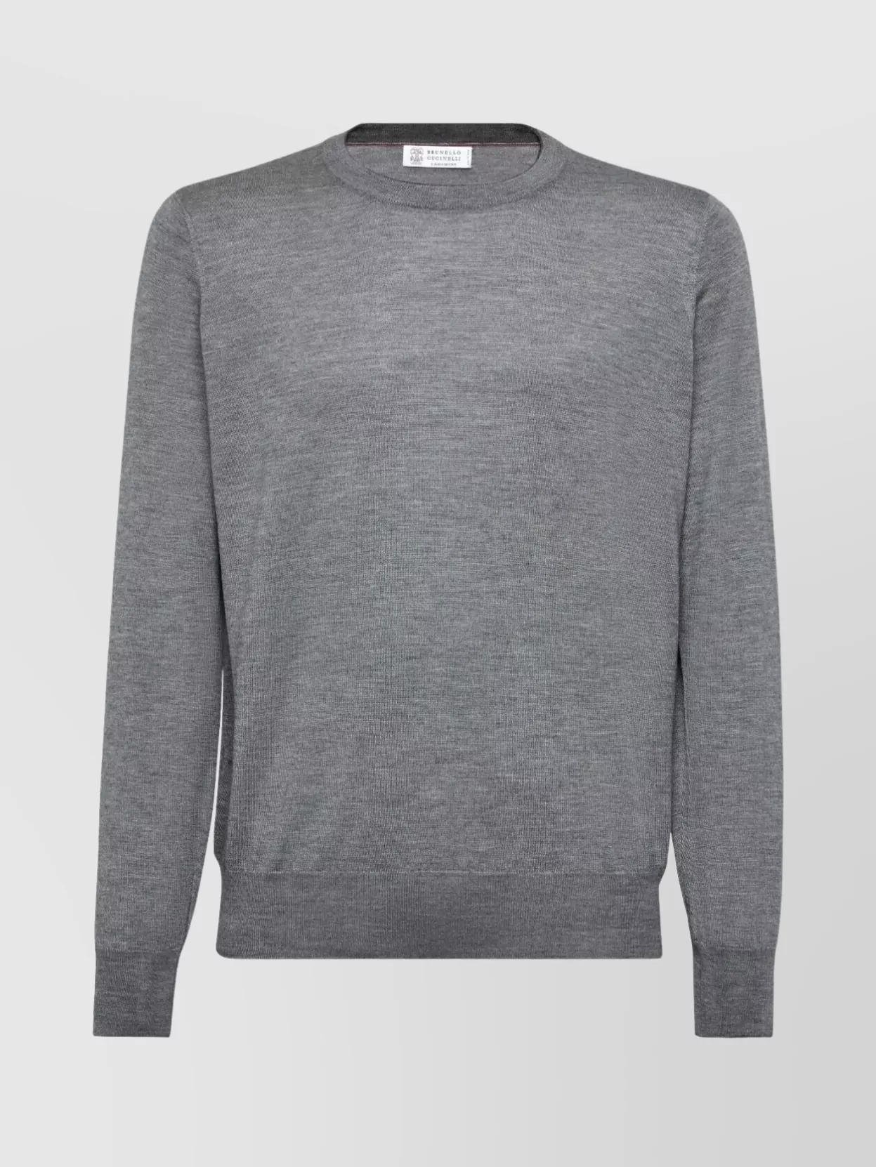 Brunello Cucinelli Ribbed Crew Neck Sweater With Long Sleeves In Gray