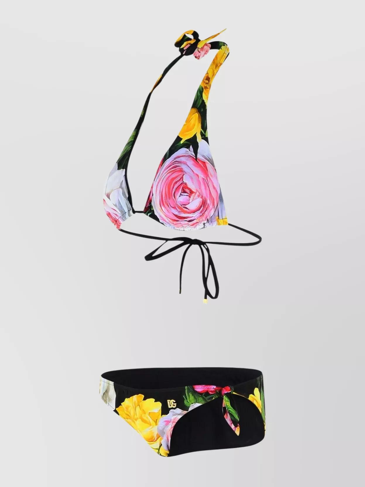 Dolce & Gabbana Peonie Pink Polyamide Blend Bikini In Black