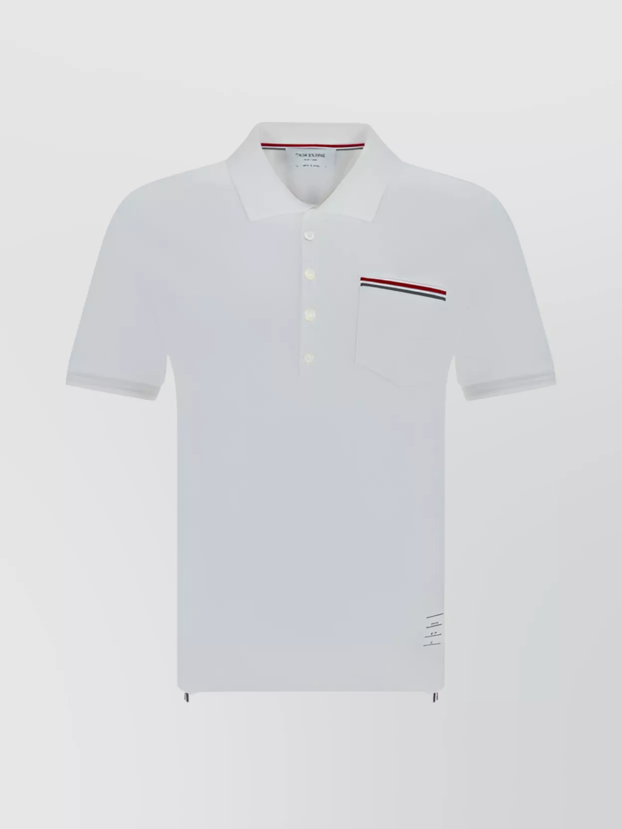 Shop Thom Browne Cotton Polo Shirt With Ribbed Collar And Side Slits