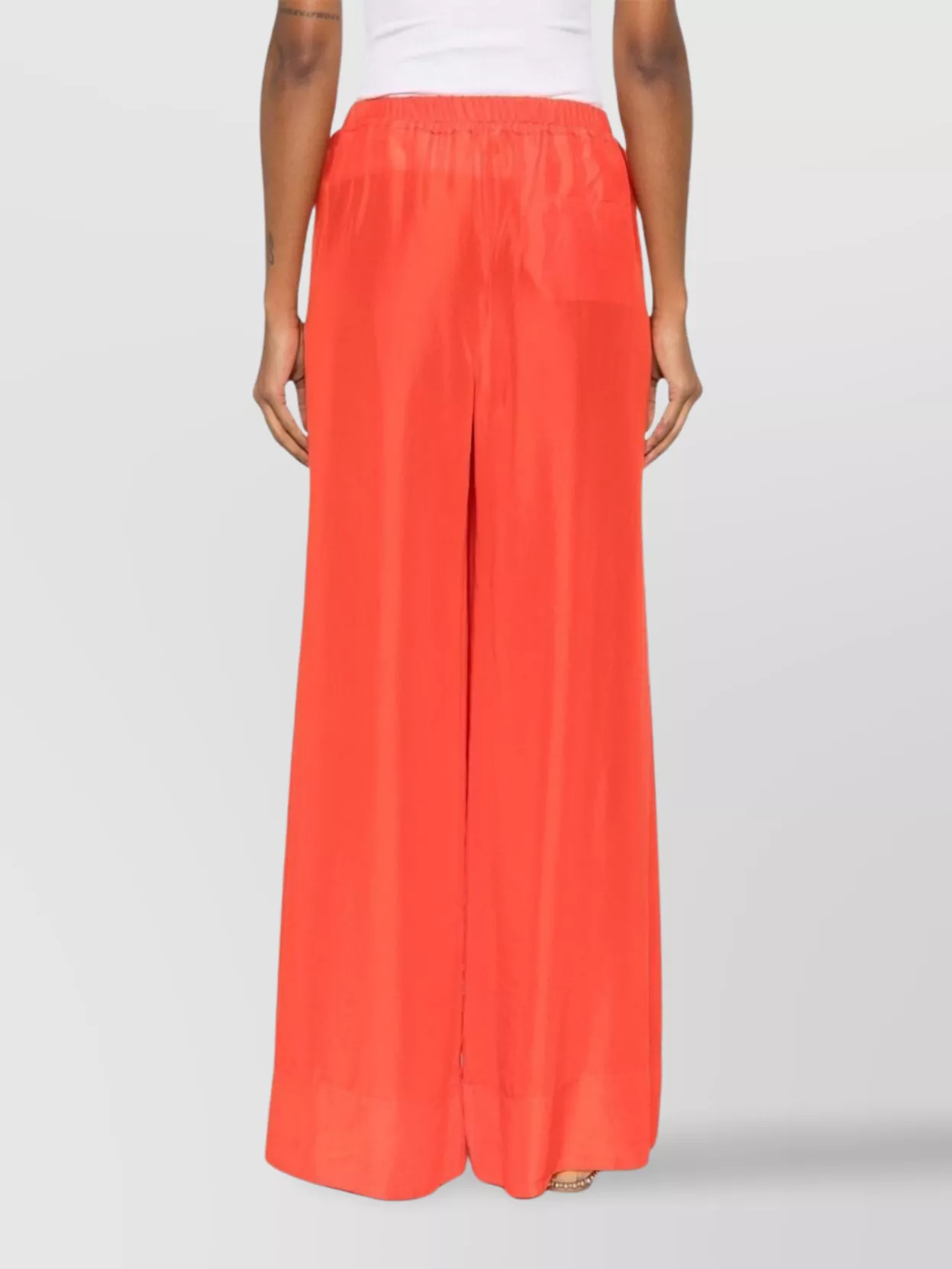 Shop Forte Forte Wide-leg Silk Trousers With Drawstring