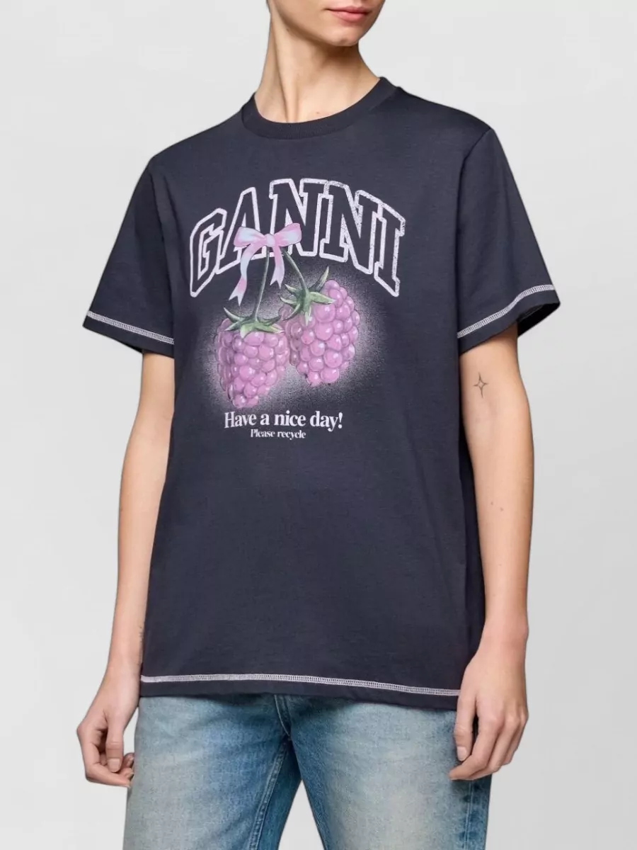 Ganni Organic Cotton Graphic Short-Sleeve T-Shirt