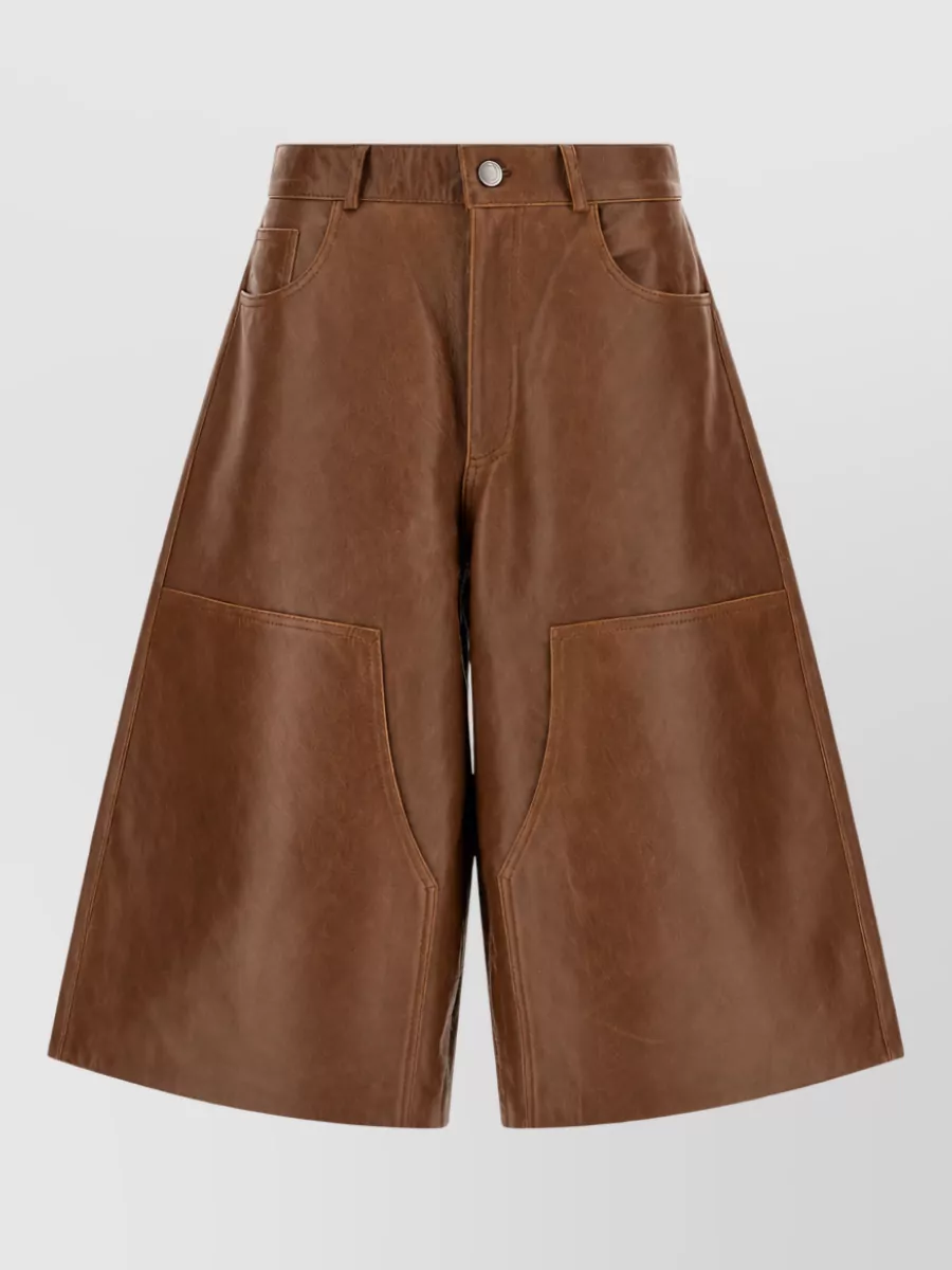 Haikure Leather high-rise wide-leg trousers