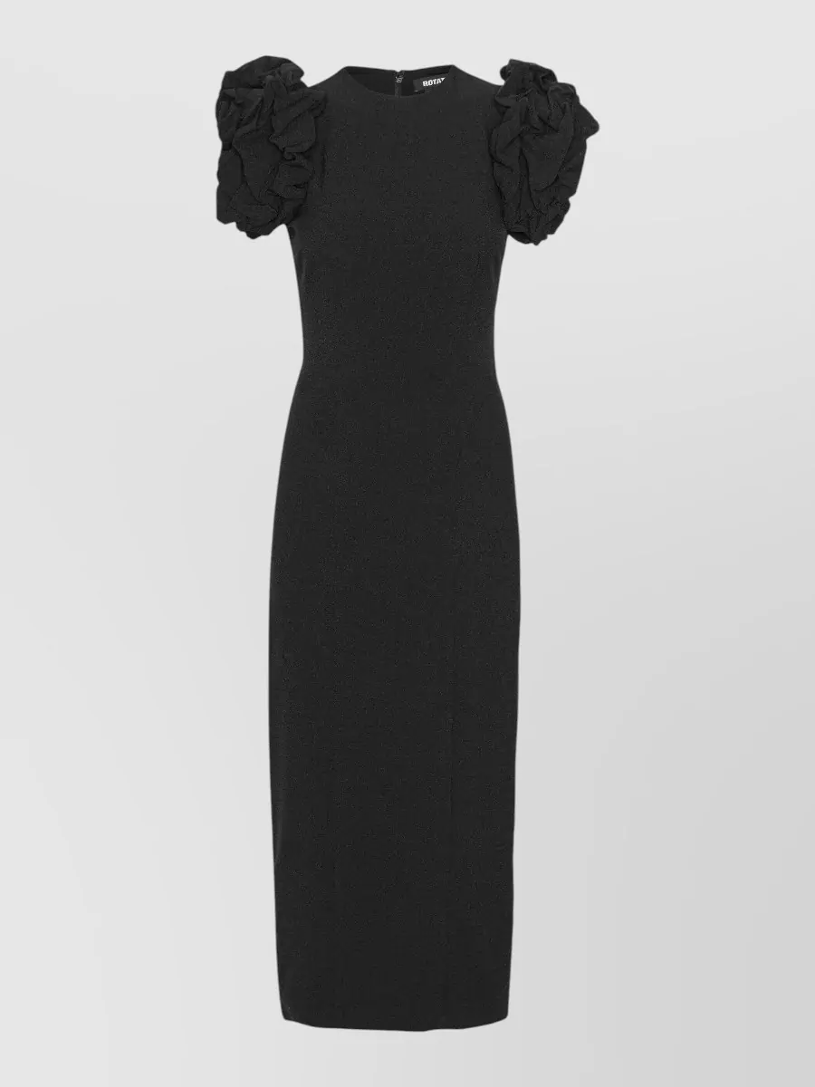 Rotate crepe puff-sleeve fitted midi dress