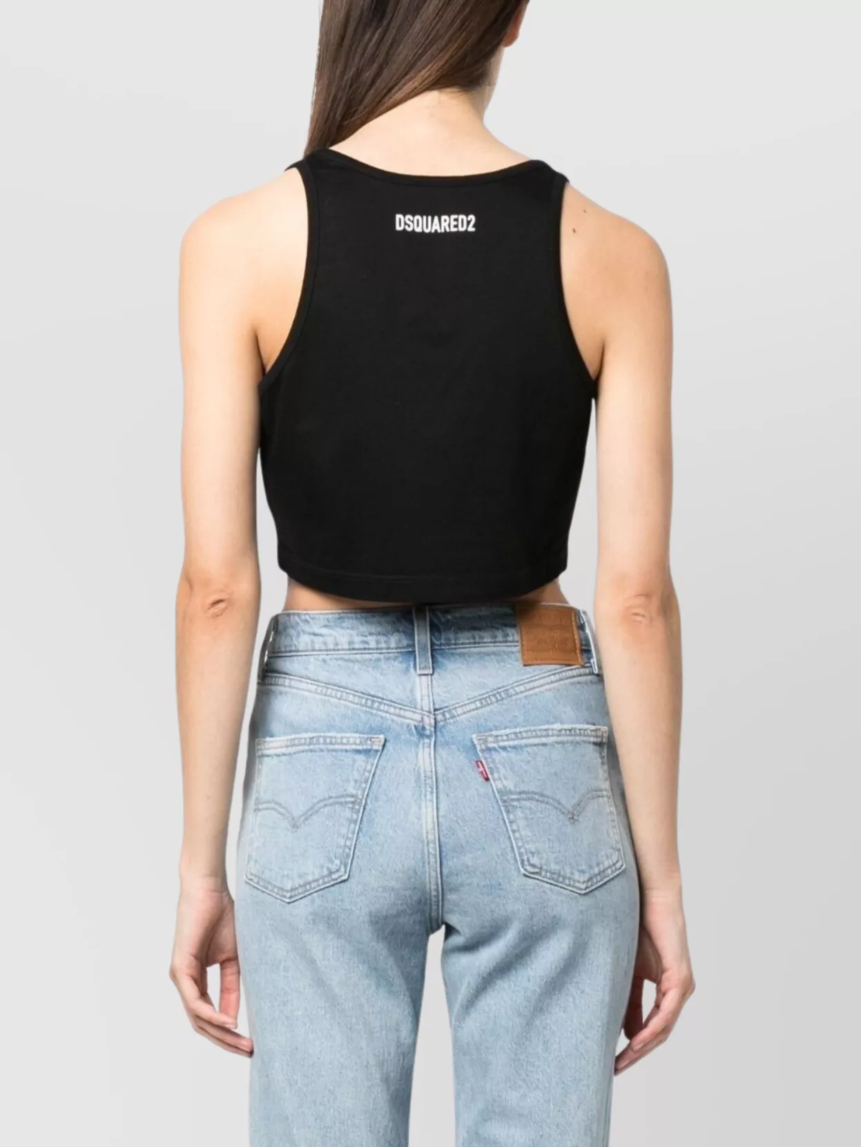 Dsquared2 Sleeveless Cropped Racerback Top In White