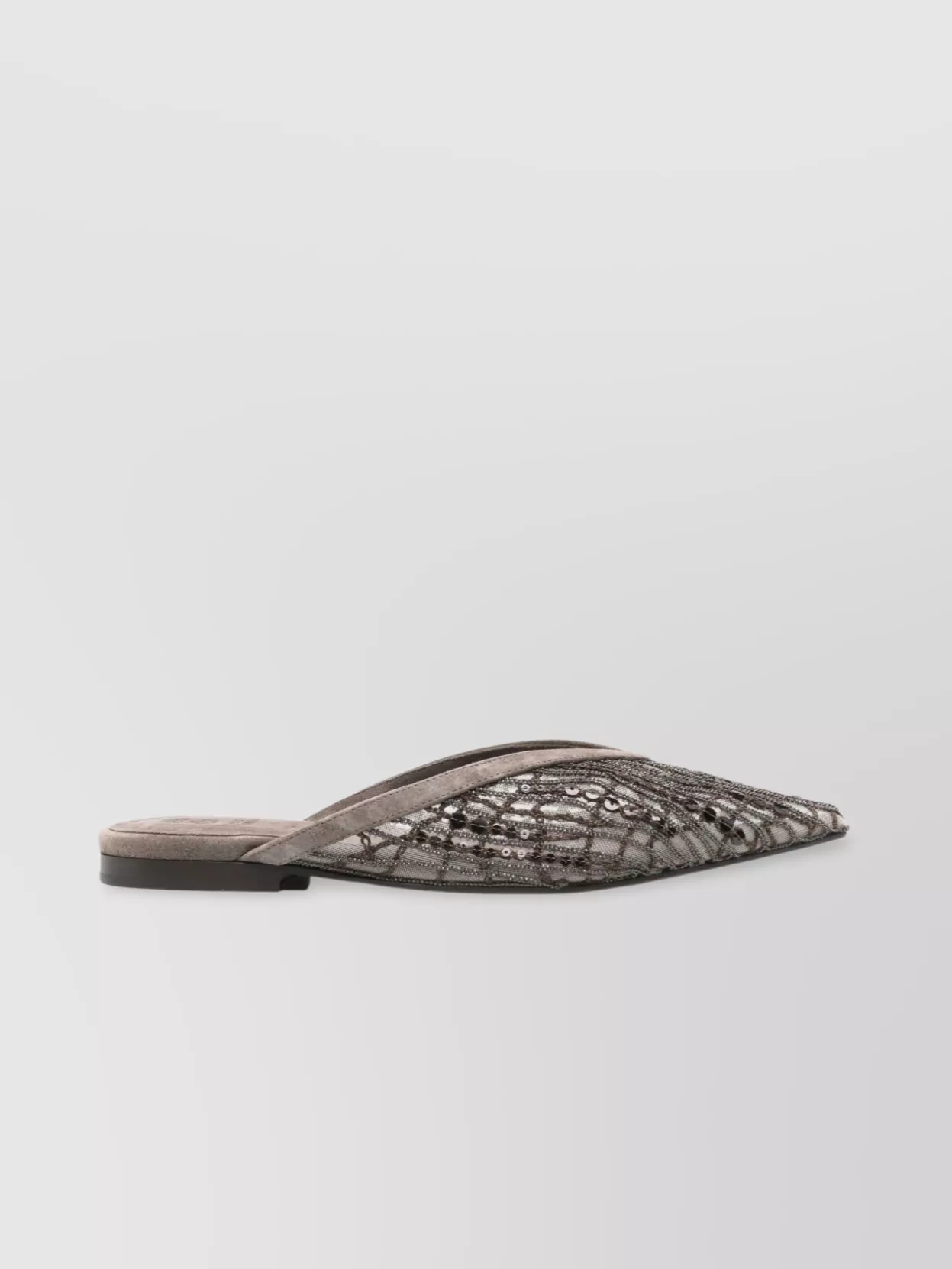 Brunello Cucinelli Abstract Embroidered Suede Slingback Ballet Flats