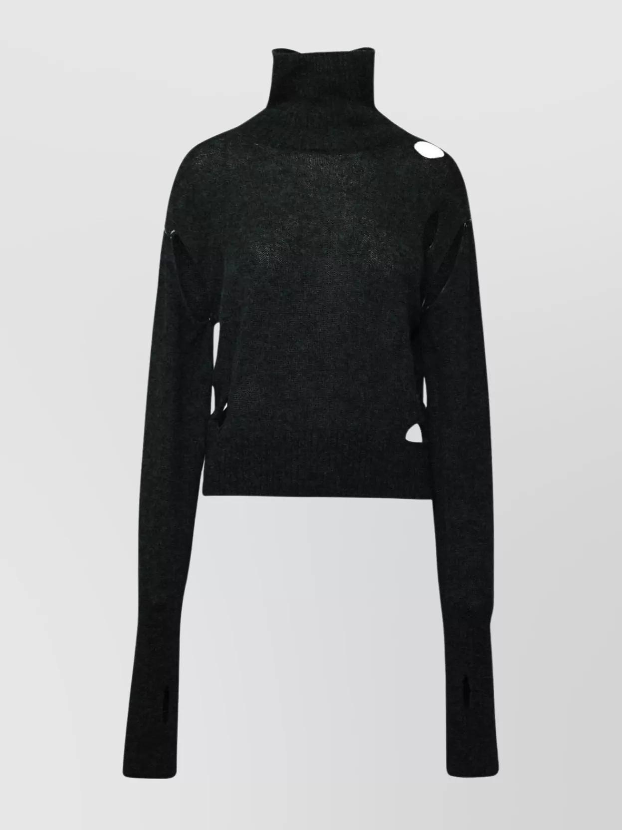 Shop Mm6 Maison Margiela Alpaca Blend Turtleneck Sweater With Distressed Detailing