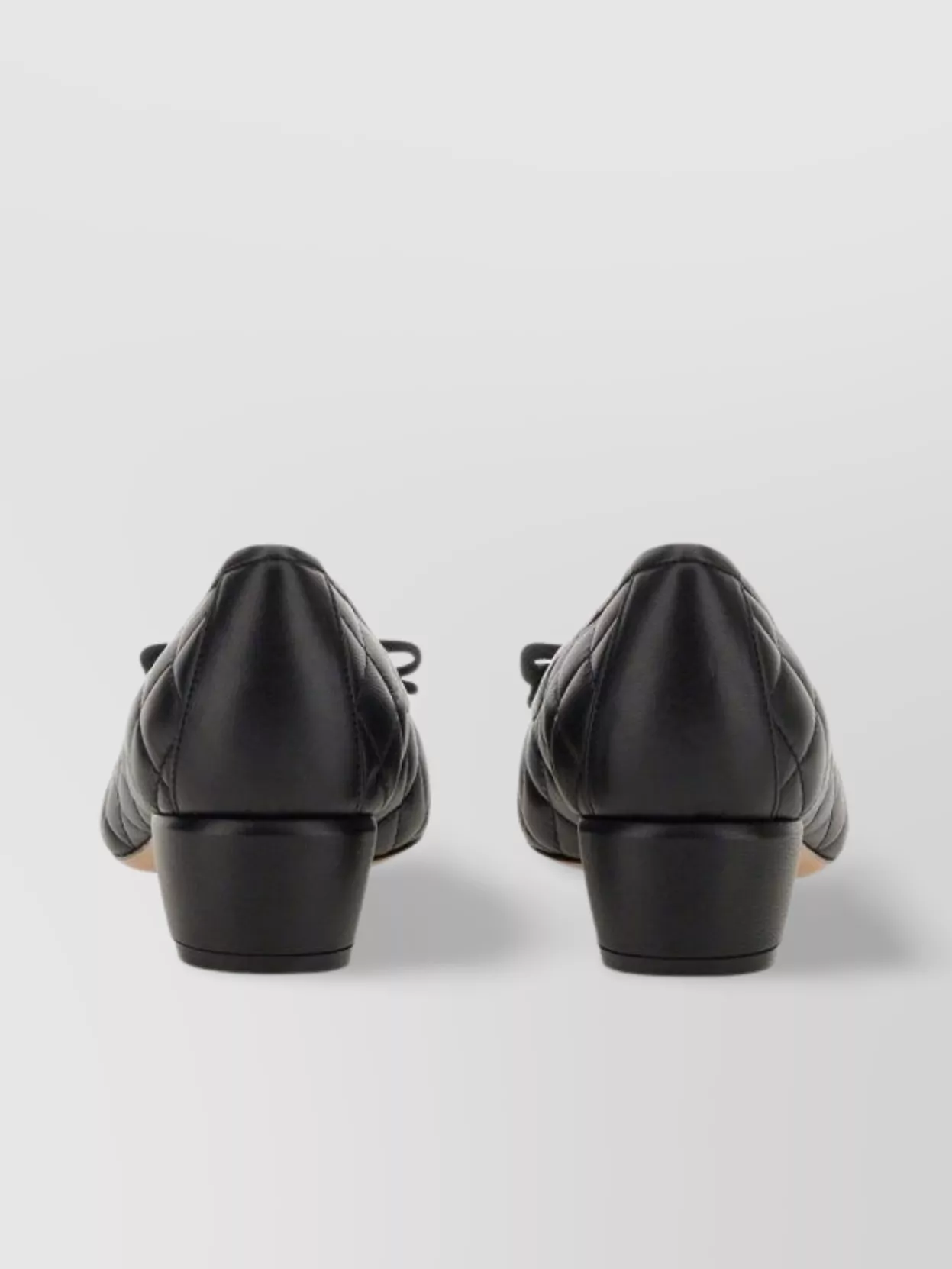 Ferragamo Quilted Bow Block Heel Ballerina Shoes