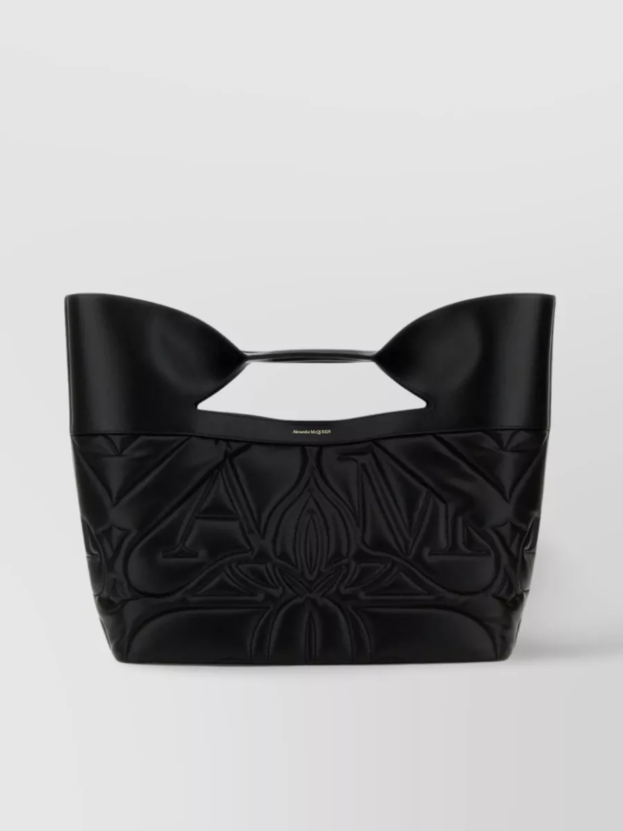 Shop Alexander Mcqueen The Bow Medium Leather Tote In Black