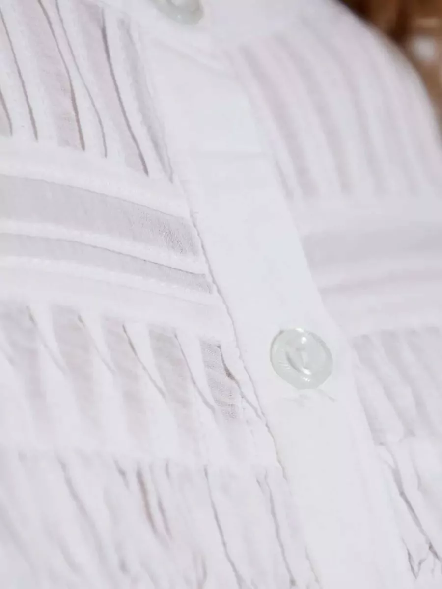 Isabel Marant Etoile Sheer Long Sleeve Blouse Crew Neck Yoke