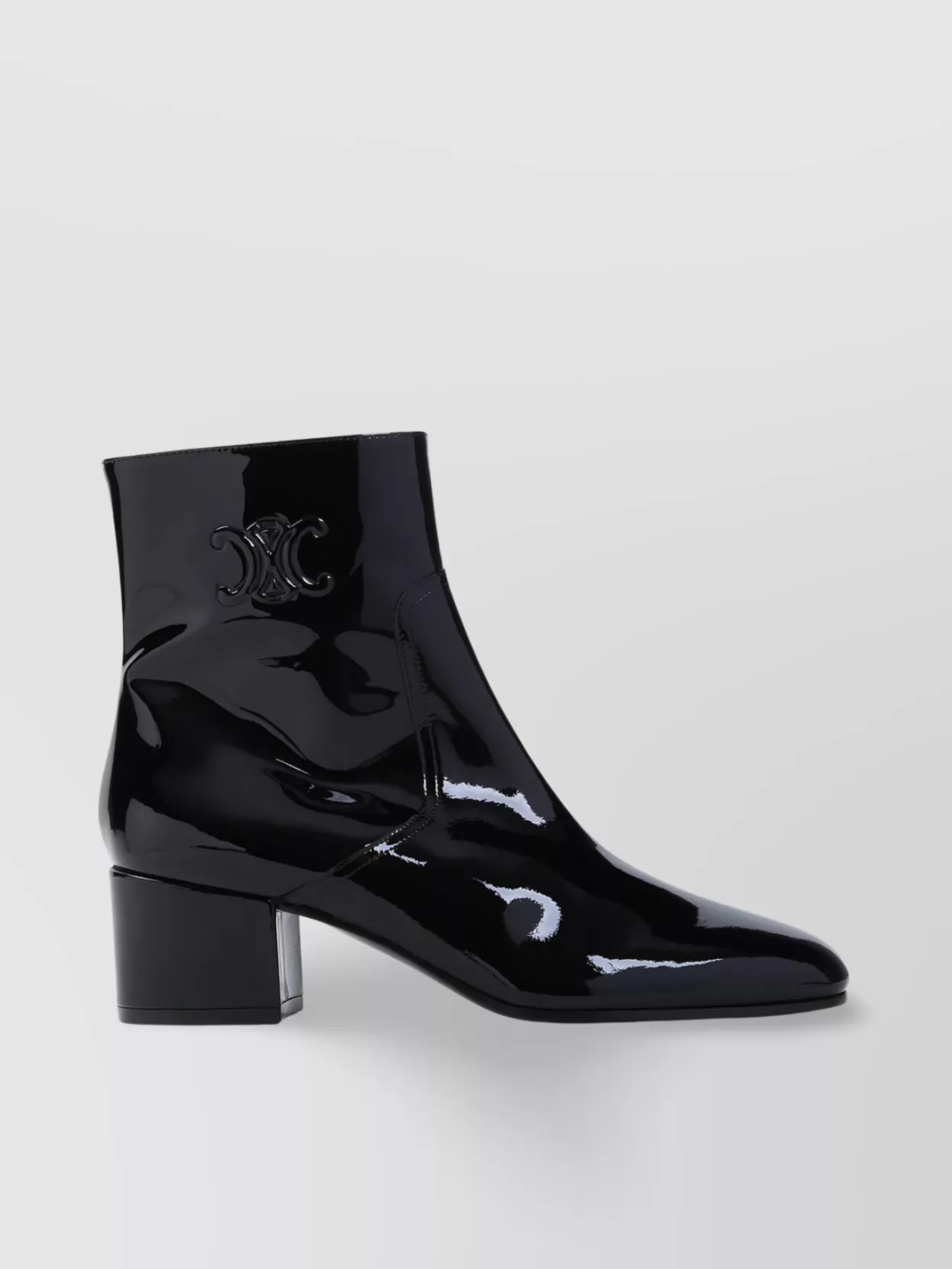 Celine Triumph Zippered Ankle Boots In Patent Leather