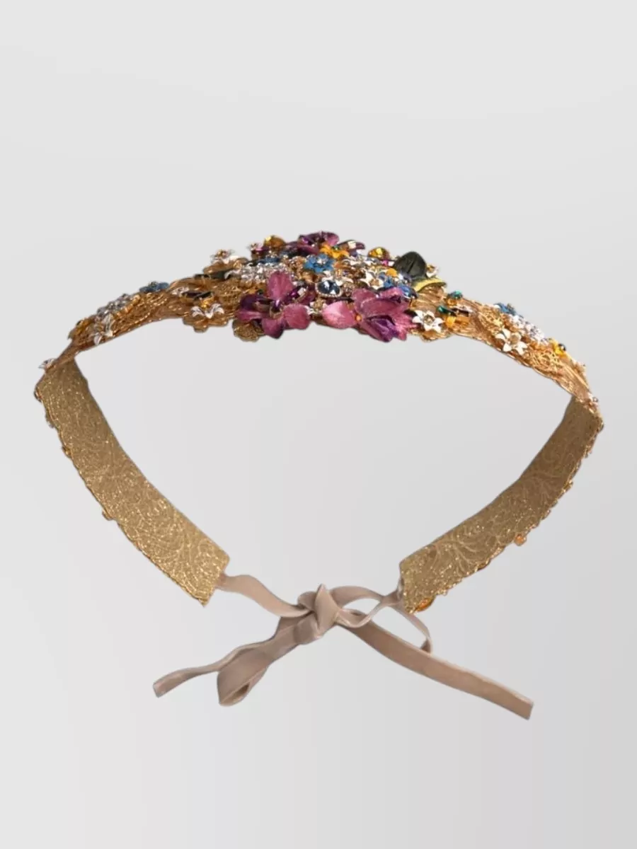 Dolce&Gabbana Crystal-Embellished Floral Wide Belt