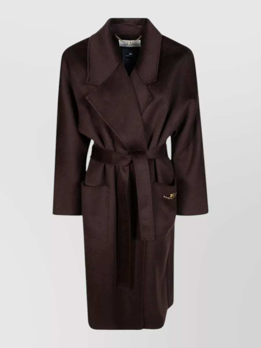 Elisabetta Franchi Wool belted long coat