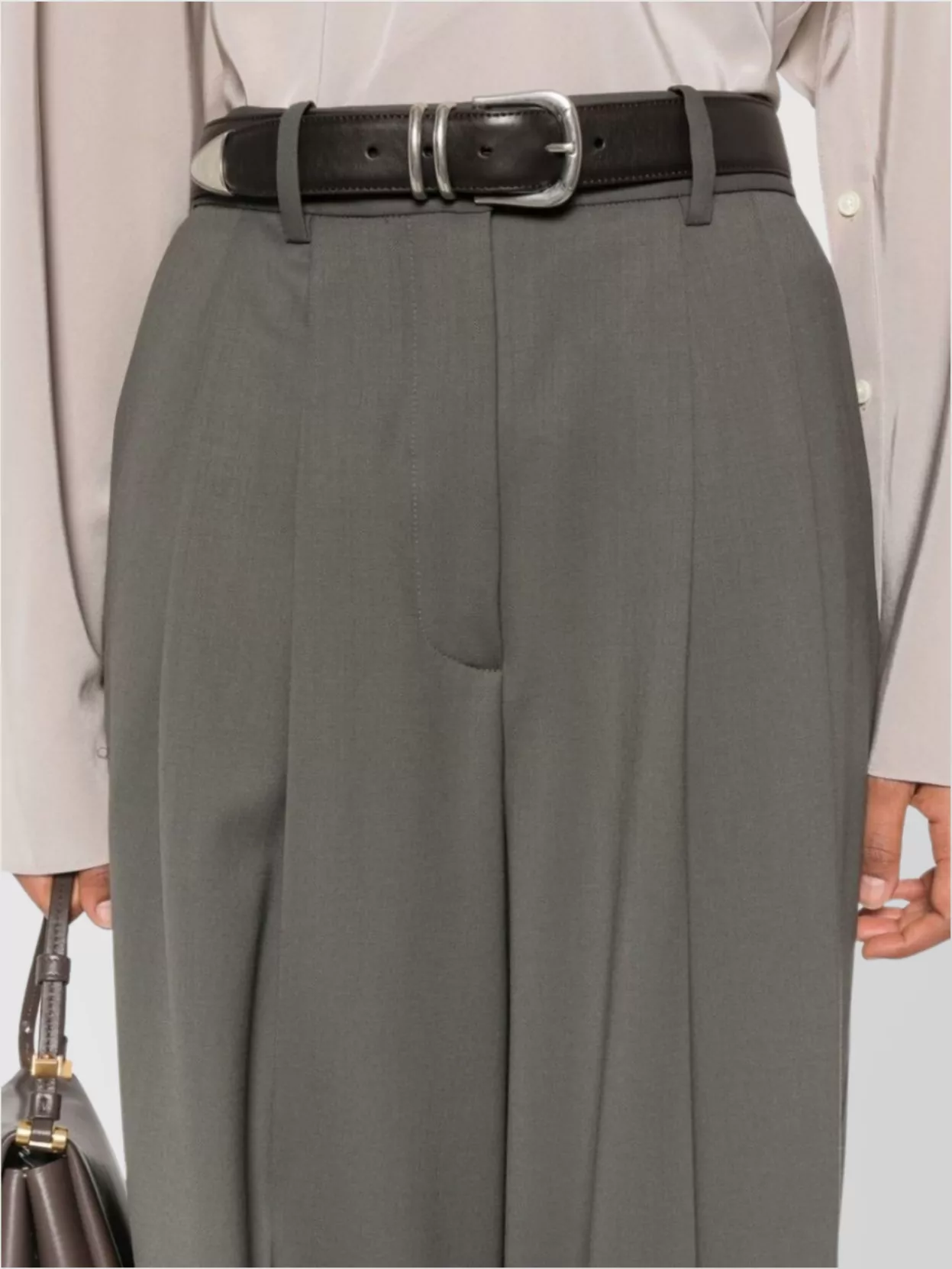 P.a.r.o.s.h Wide-leg High-rise Trousers With Pleated Front In Metallic