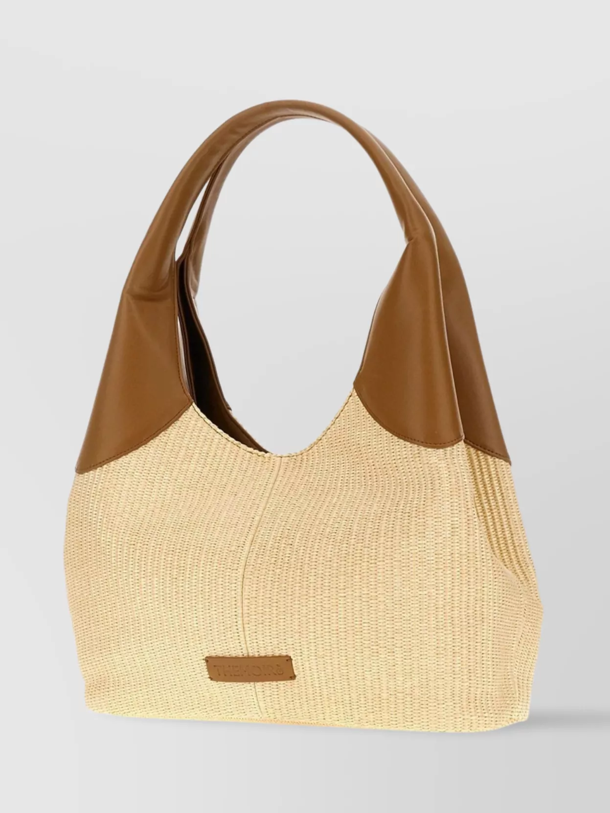 Themoirè Straw Handbag Structured Contrasting Handles