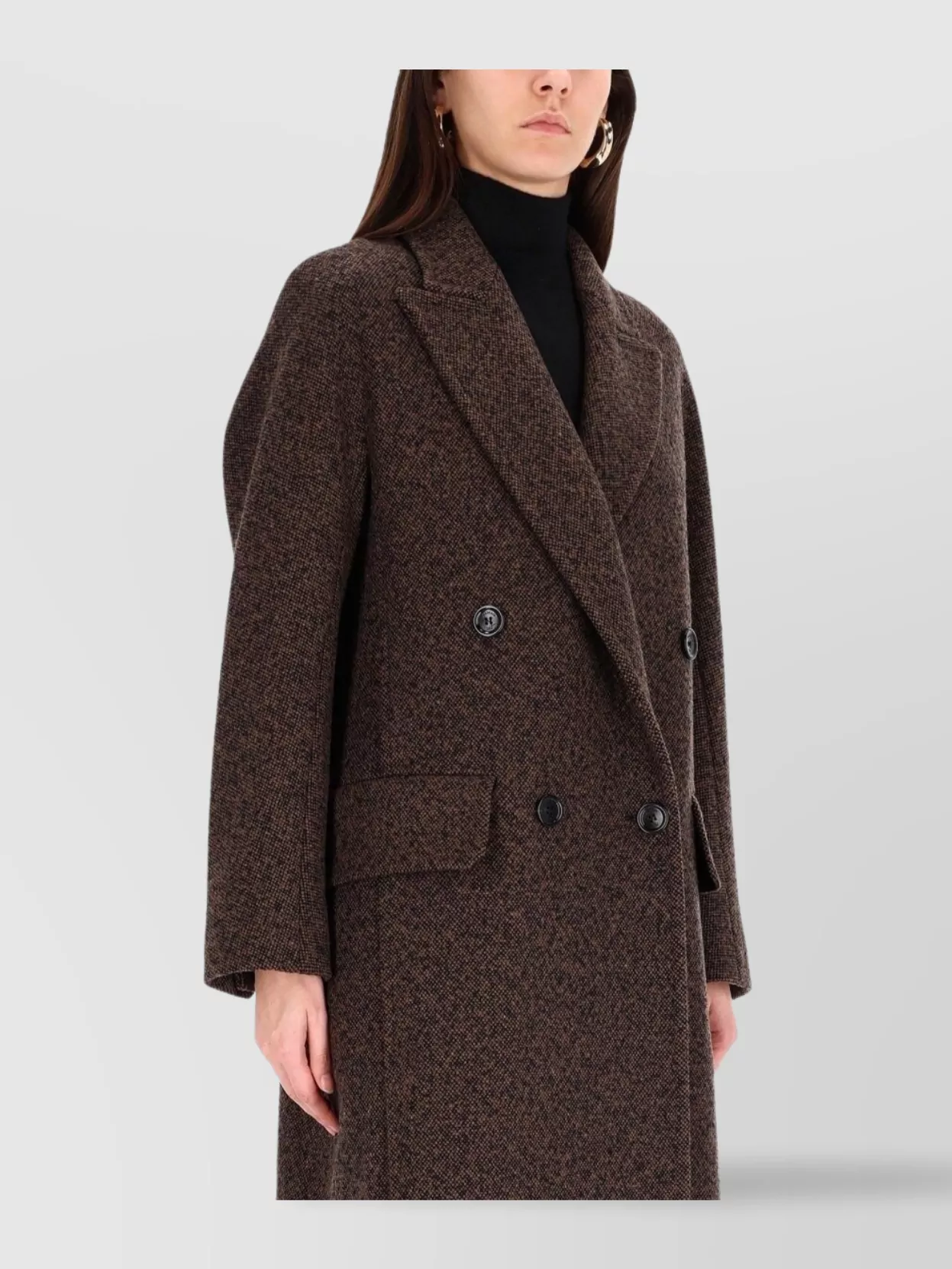 Max Mara Arco 1234 Chocolate Virgin Wool Coat In Black