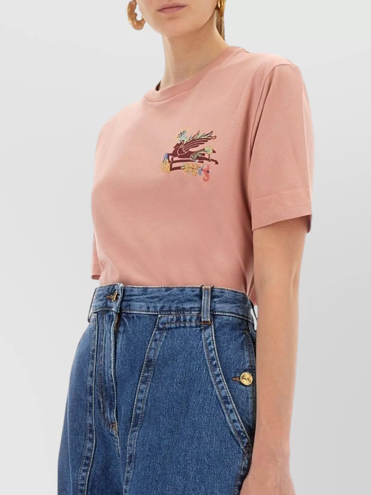 Etro Embroidered Round Neck Short Sleeve Top