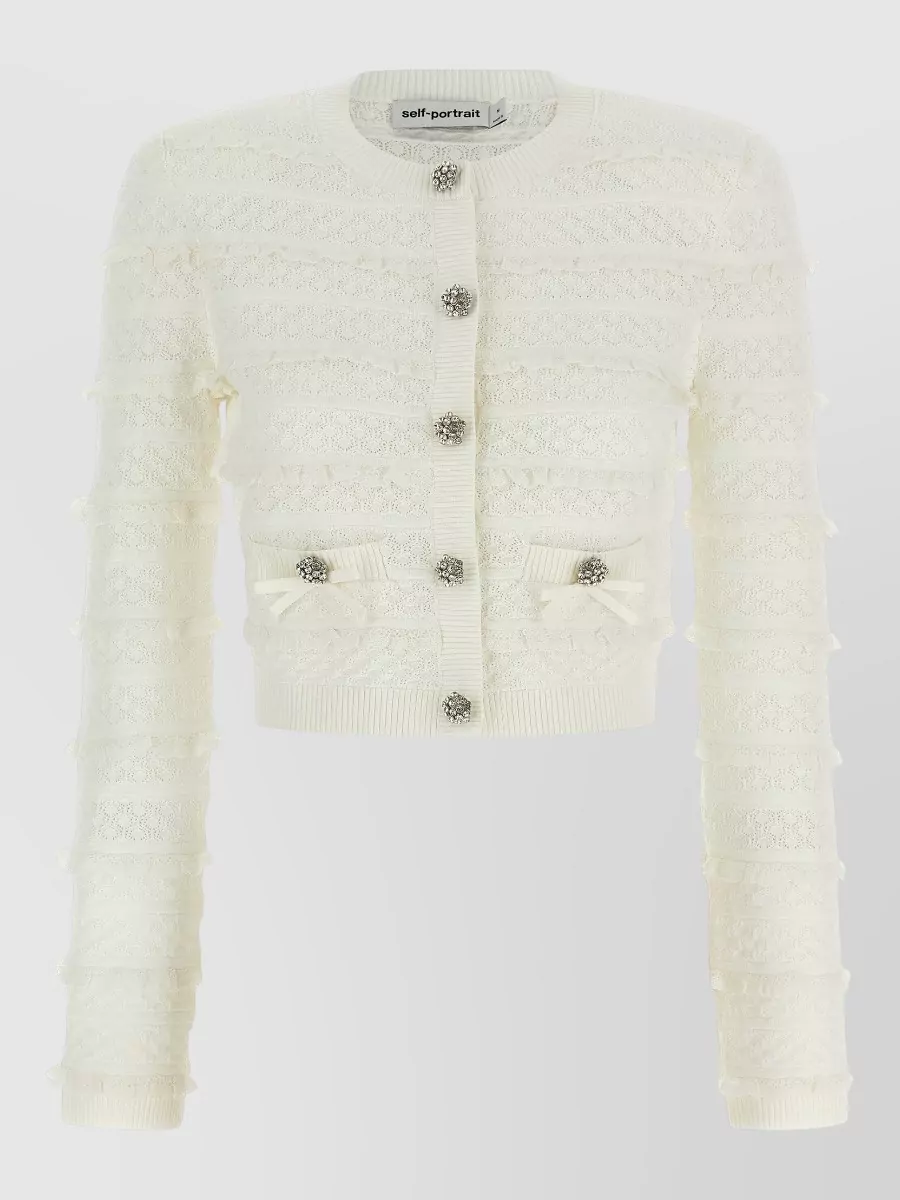 Self-Portrait pointelle knit cropped cardigan