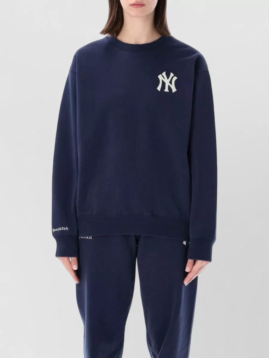 Sporty & Rich ribbed oversized cotton crewneck sweatshirt
