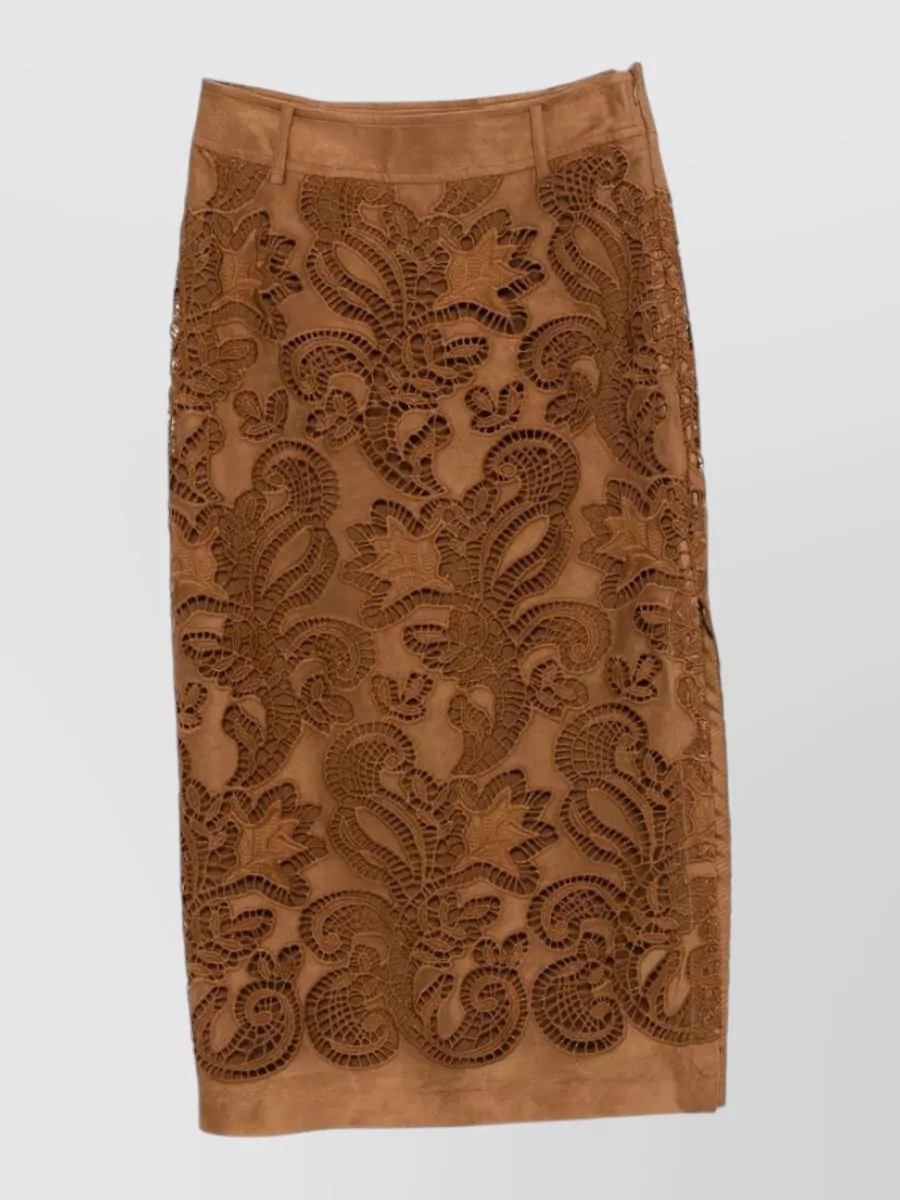 Ermanno Firenze Laser-Cut High-Rise Maxi Skirt
