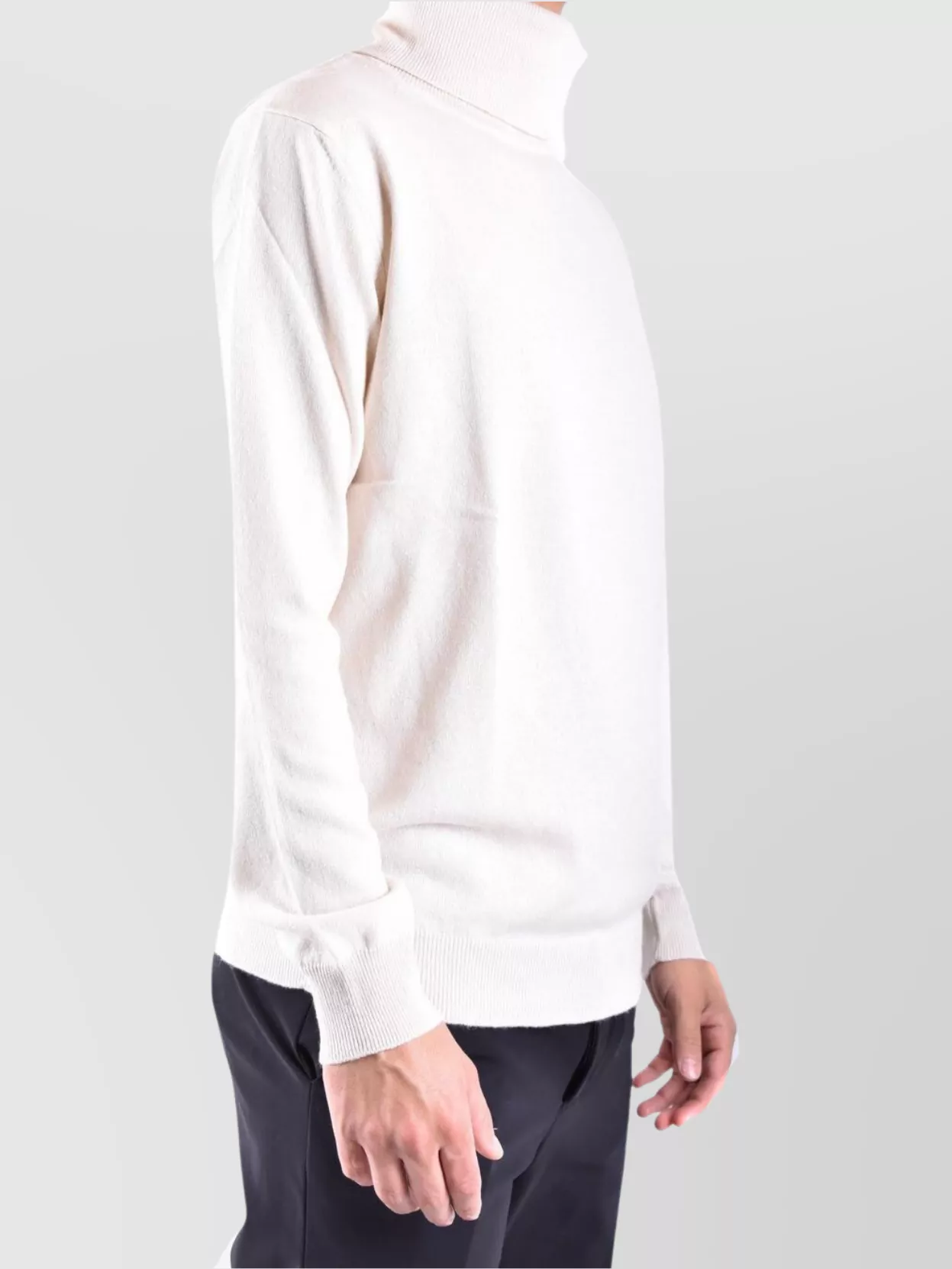 Dondup Turtleneck Knitwear Sweaters Ribbed Finish In White