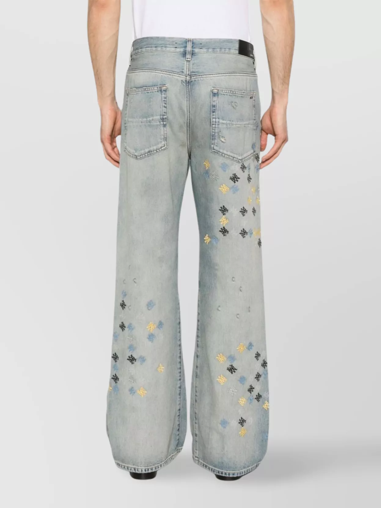 Amiri Wide-Leg Trousers Featuring Embroidered Pattern
