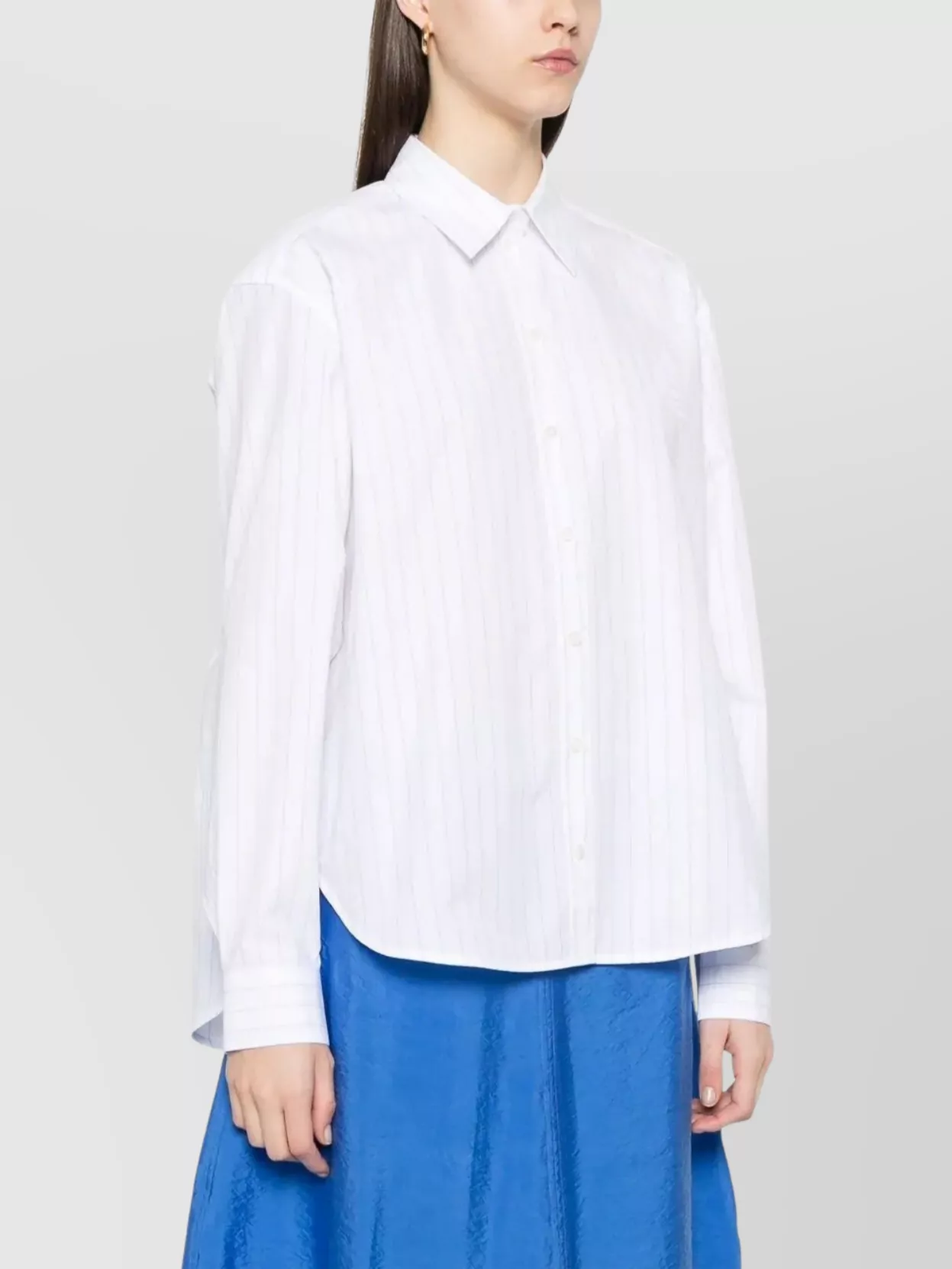 Totême Monogram Striped Shirt Featuring Box Pleats