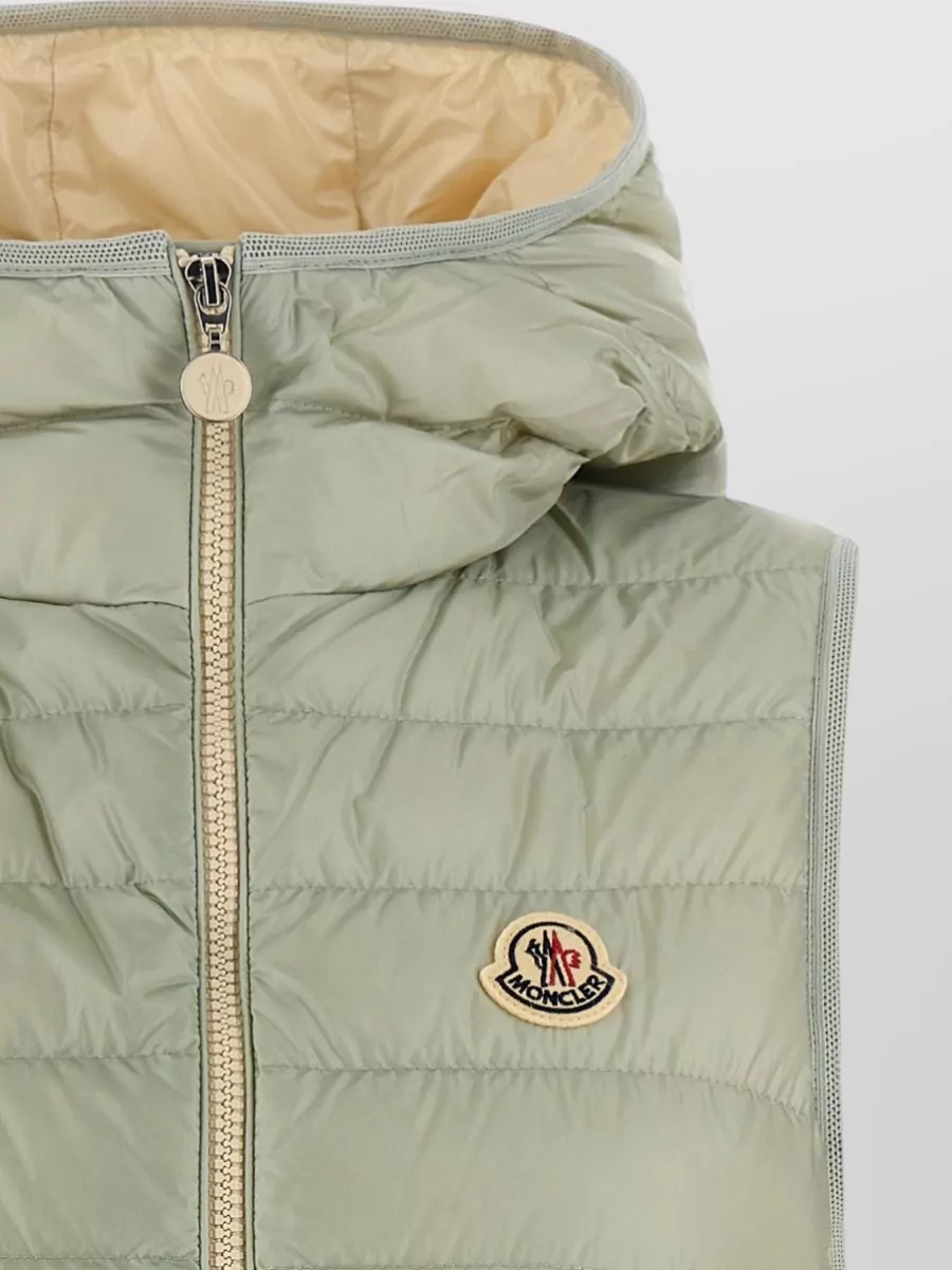 Moncler Glygosse Hooded Sleeveless Quilted Zip Pockets