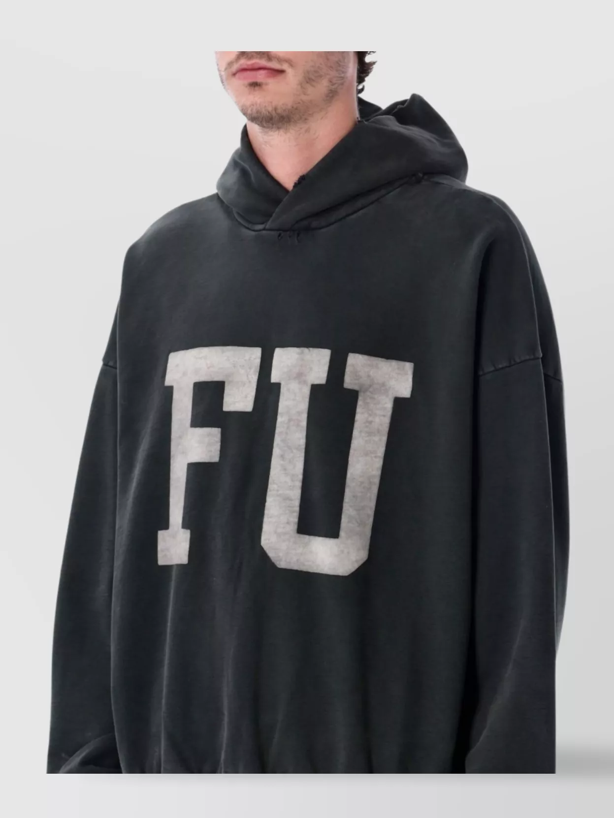 Fear Of God Hooded Graphic Sweatshirt Ribbed Cuffs