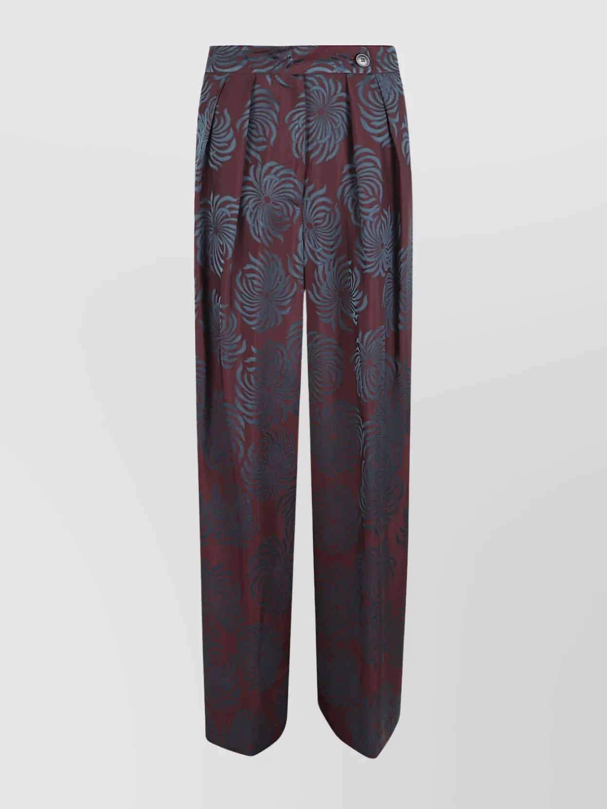 Dries Van Noten High Waist Floral Wide Leg Trousers In Burgundy