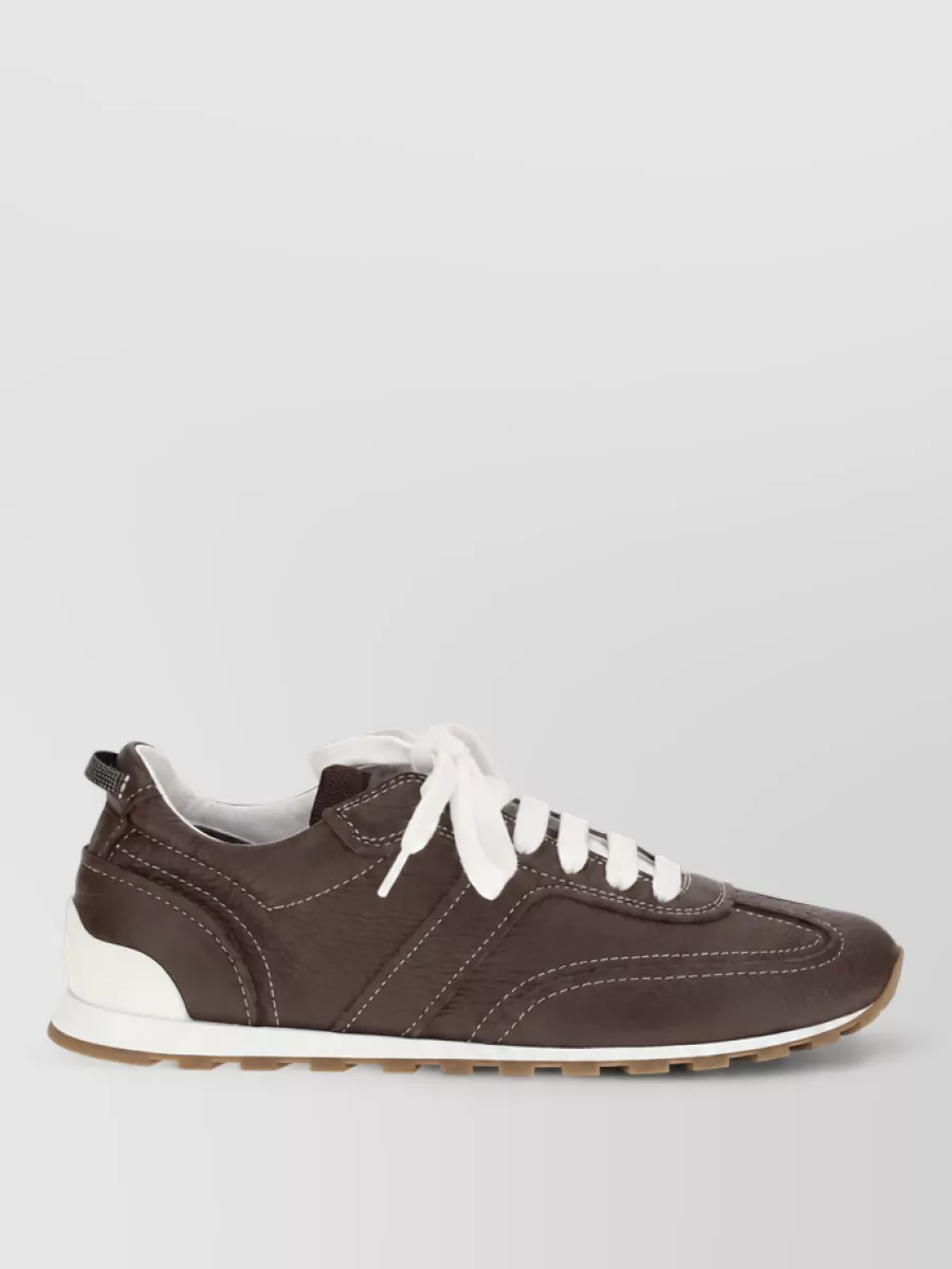 Brunello Cucinelli Leather Lace-Up Sneakers