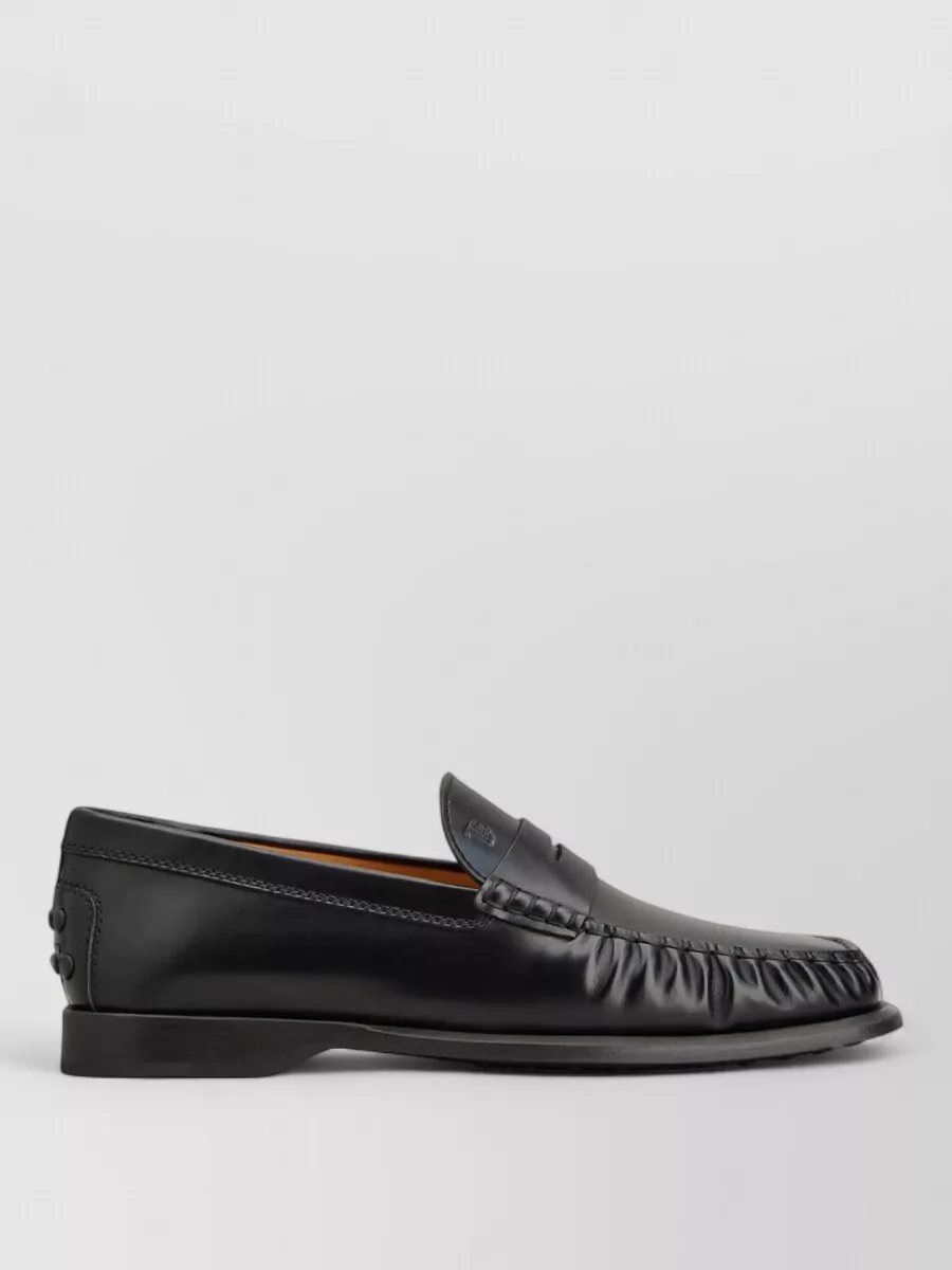 Tod's Leather Gathered Penny Loafers