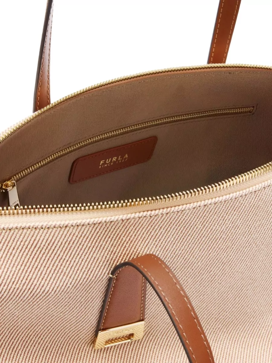 Furla Large Cotton Leather Tote Bag