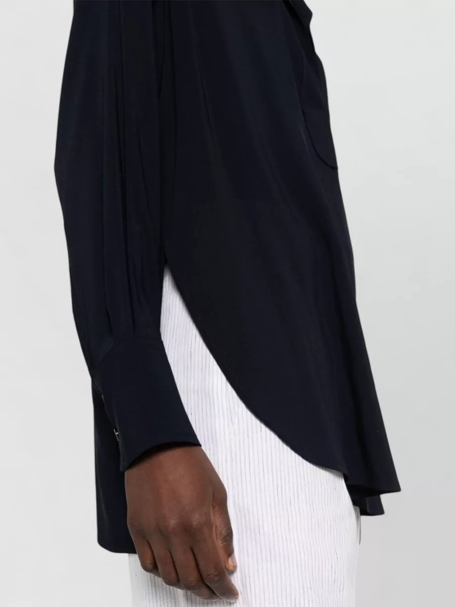 Alberto Biani Ribbed V-Neck Long-Sleeve Blouse