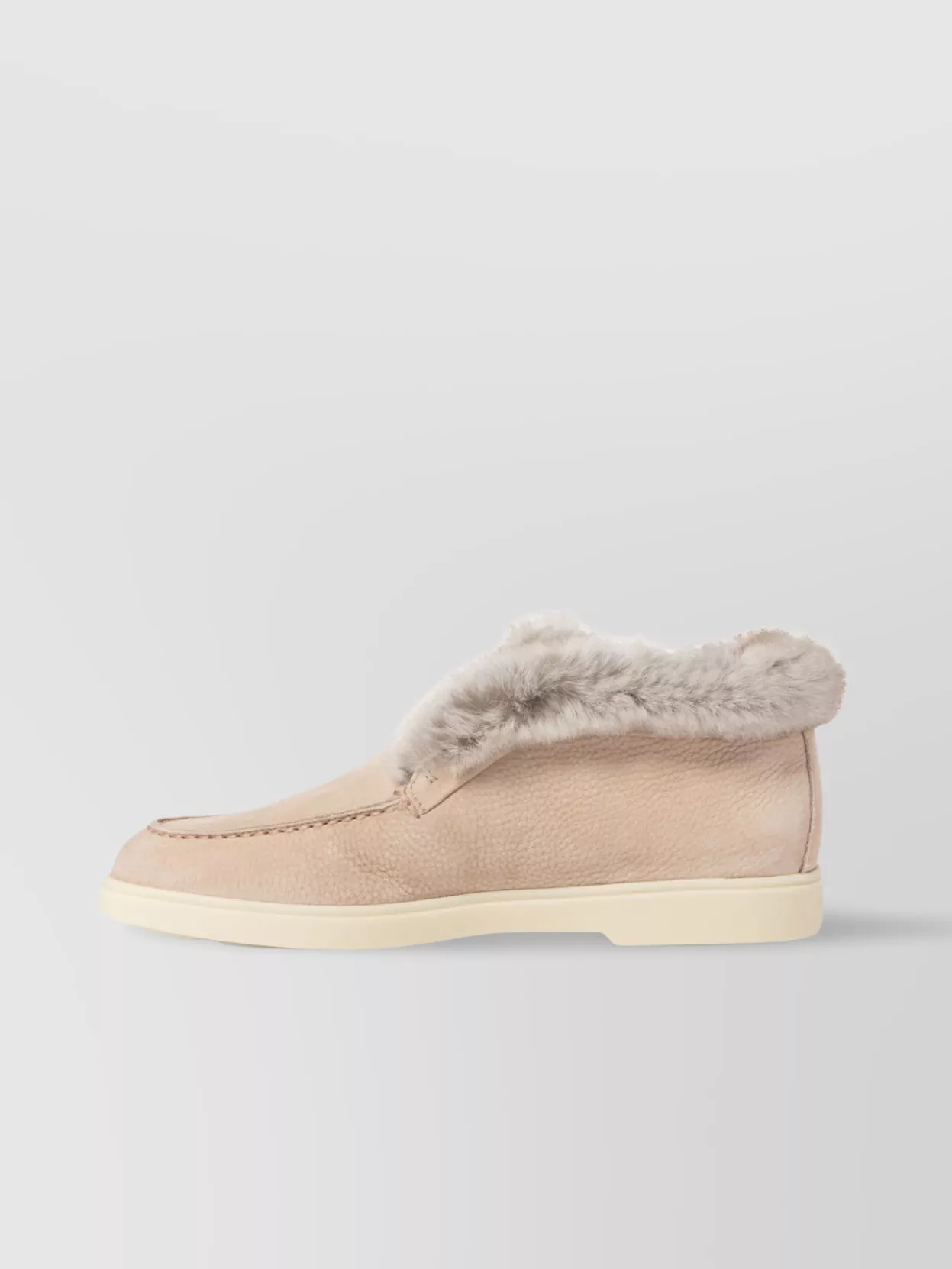 Santoni Faux Fur Trim Ankle Boots With Round Toe