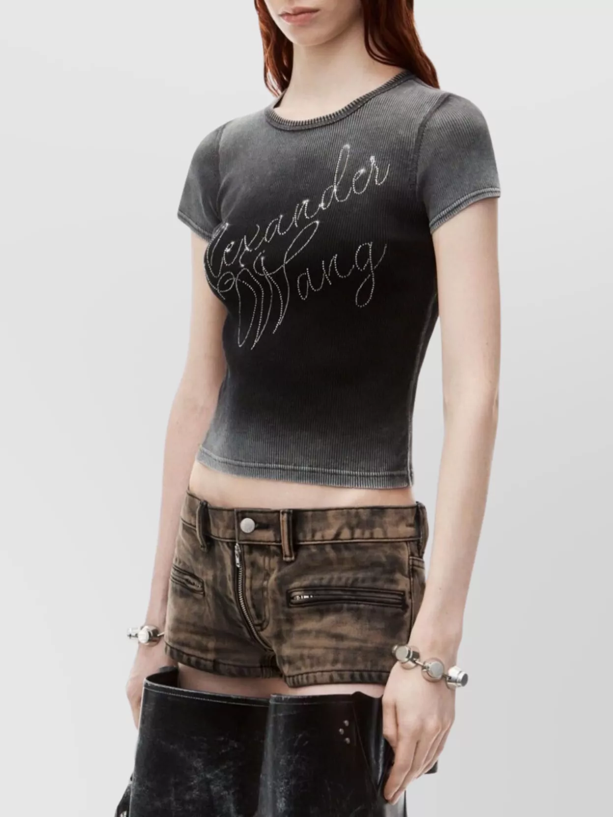 Alexander Wang 'logo Rhinestone T-shirt