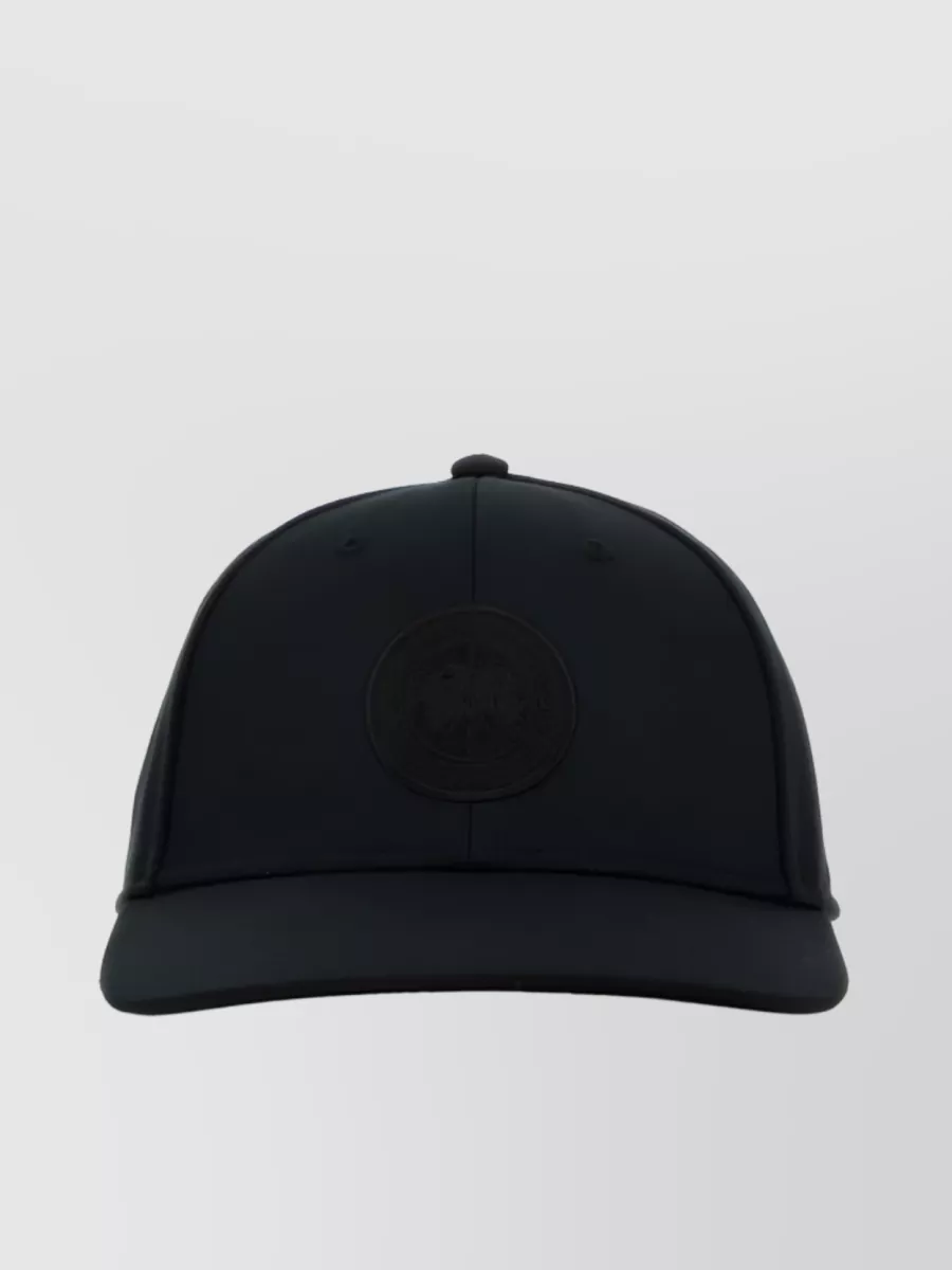 Shop Canada Goose Front Logo Patch Curved Peak Cap In Black
