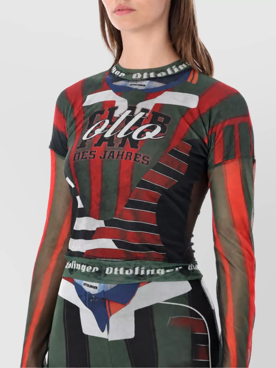 Ottolinger Printed Mesh Long-Sleeve Bodysuit