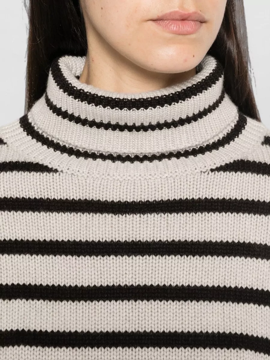 Lisa Yang Cashmere Striped Turtleneck Sweater