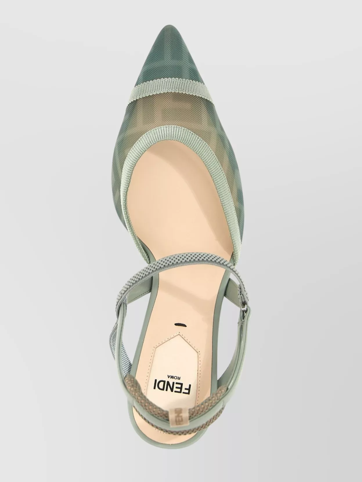 Fendi Matcha Green Ff Mesh High-heel Slingbacks In Green