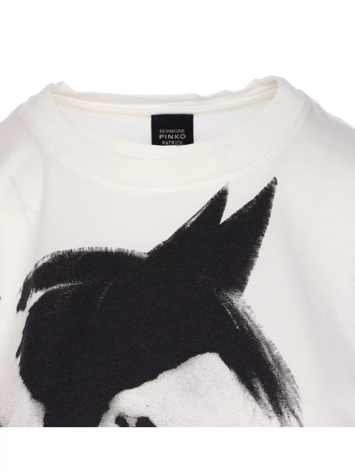 Pinko Crew Neck Short Sleeves Graphic Print Top In Gray