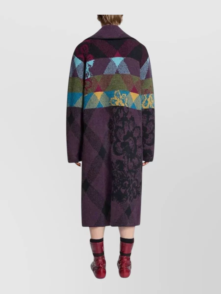 Dries Van Noten Wool Alpaca Oversized Floral Patchwork Cardigan